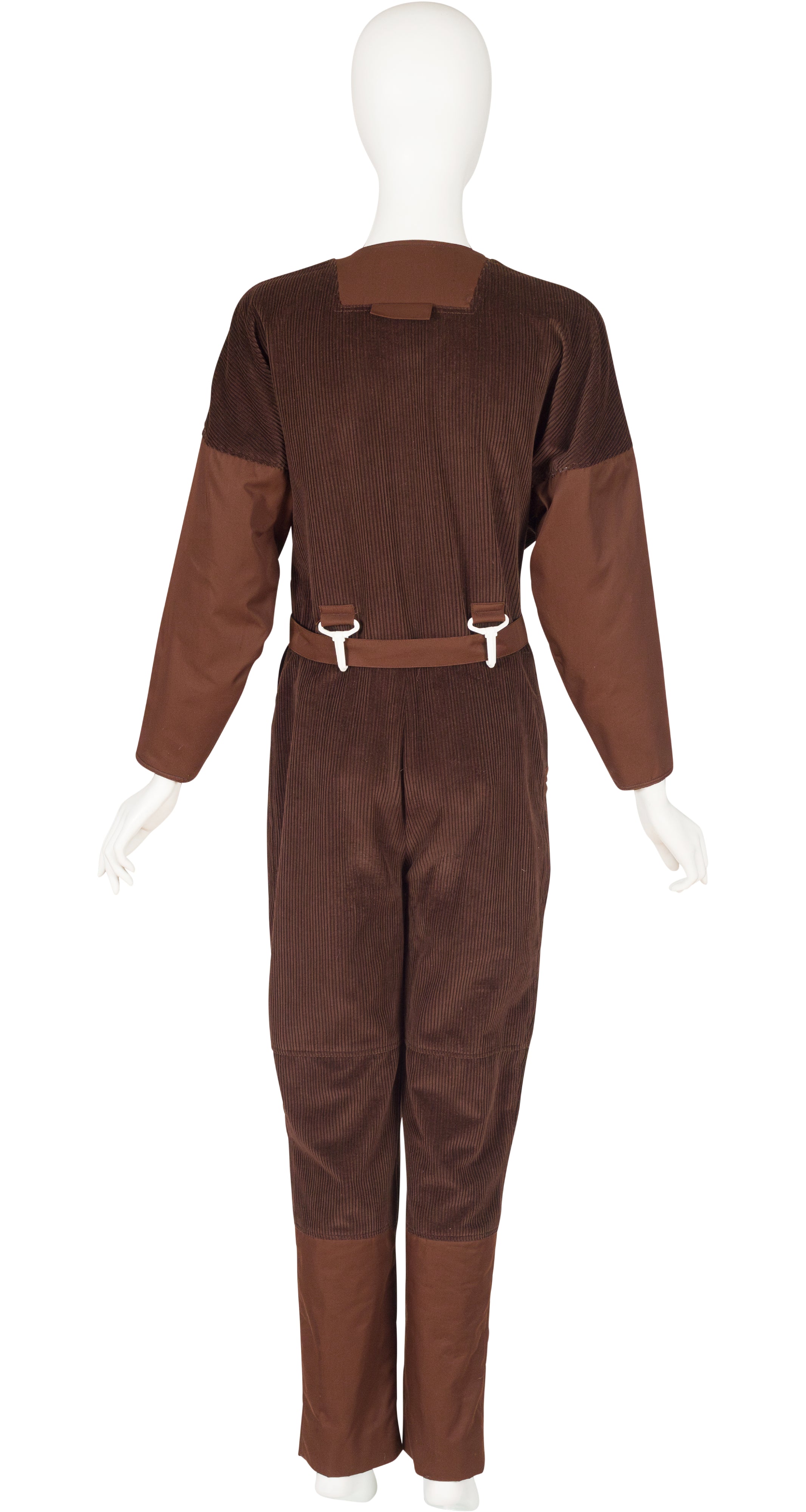 1980s Brown Corduroy Dolman Sleeve Zip Flight Suit