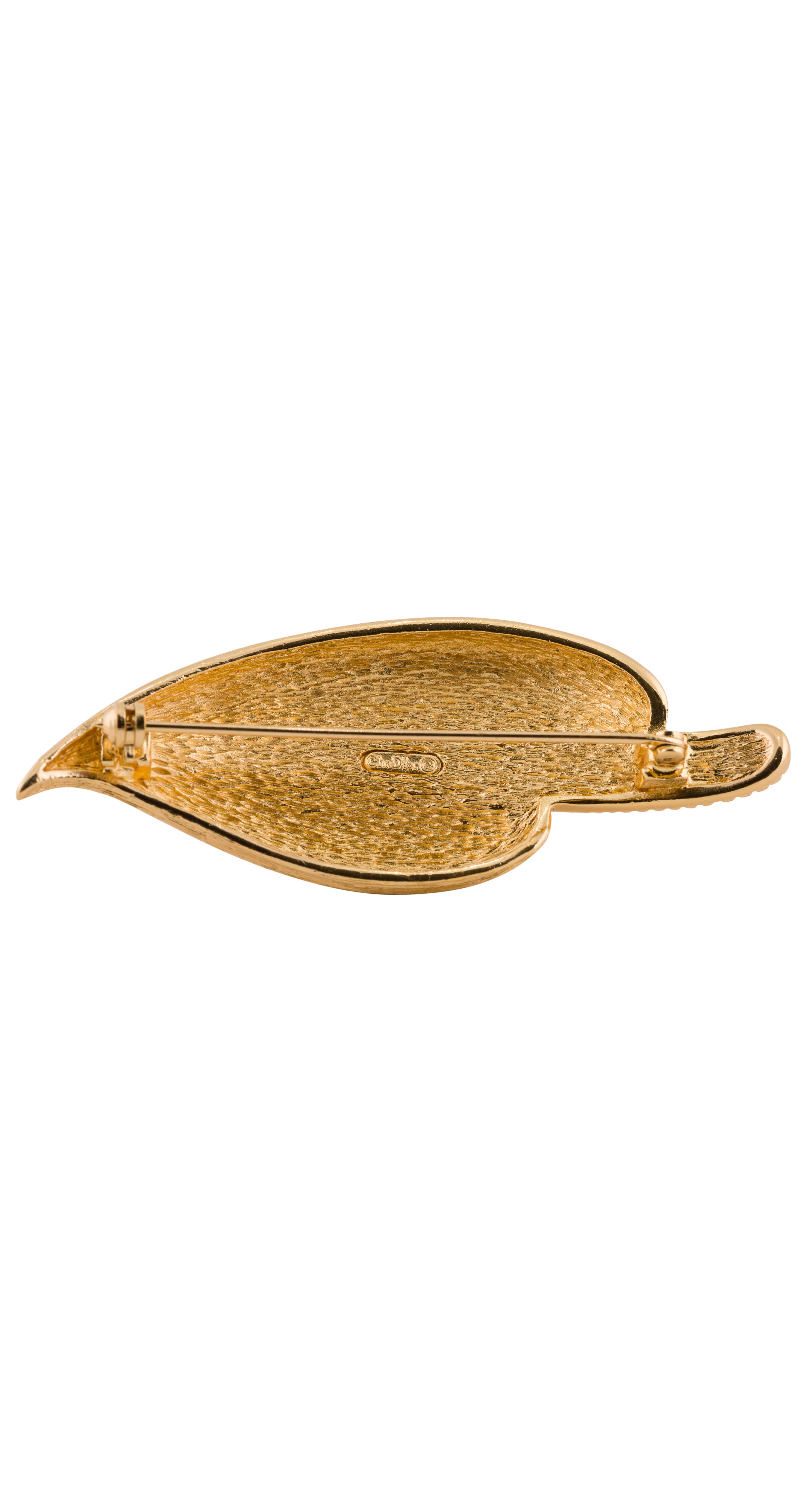 1980s Rhinestone Gold-Tone Figural Leaf Brooch
