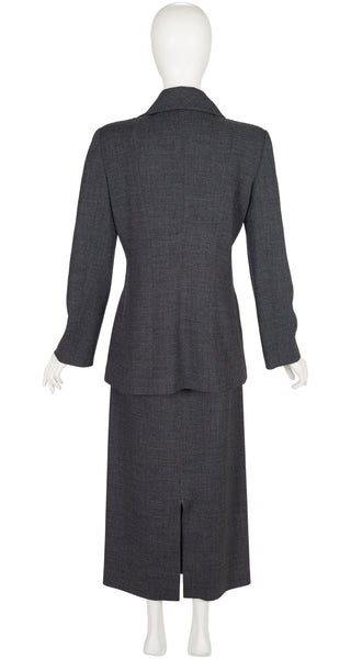 Emporio Armani 1997-98 F/W Gray Wool Asymmetrical Maxi Skirt Suit