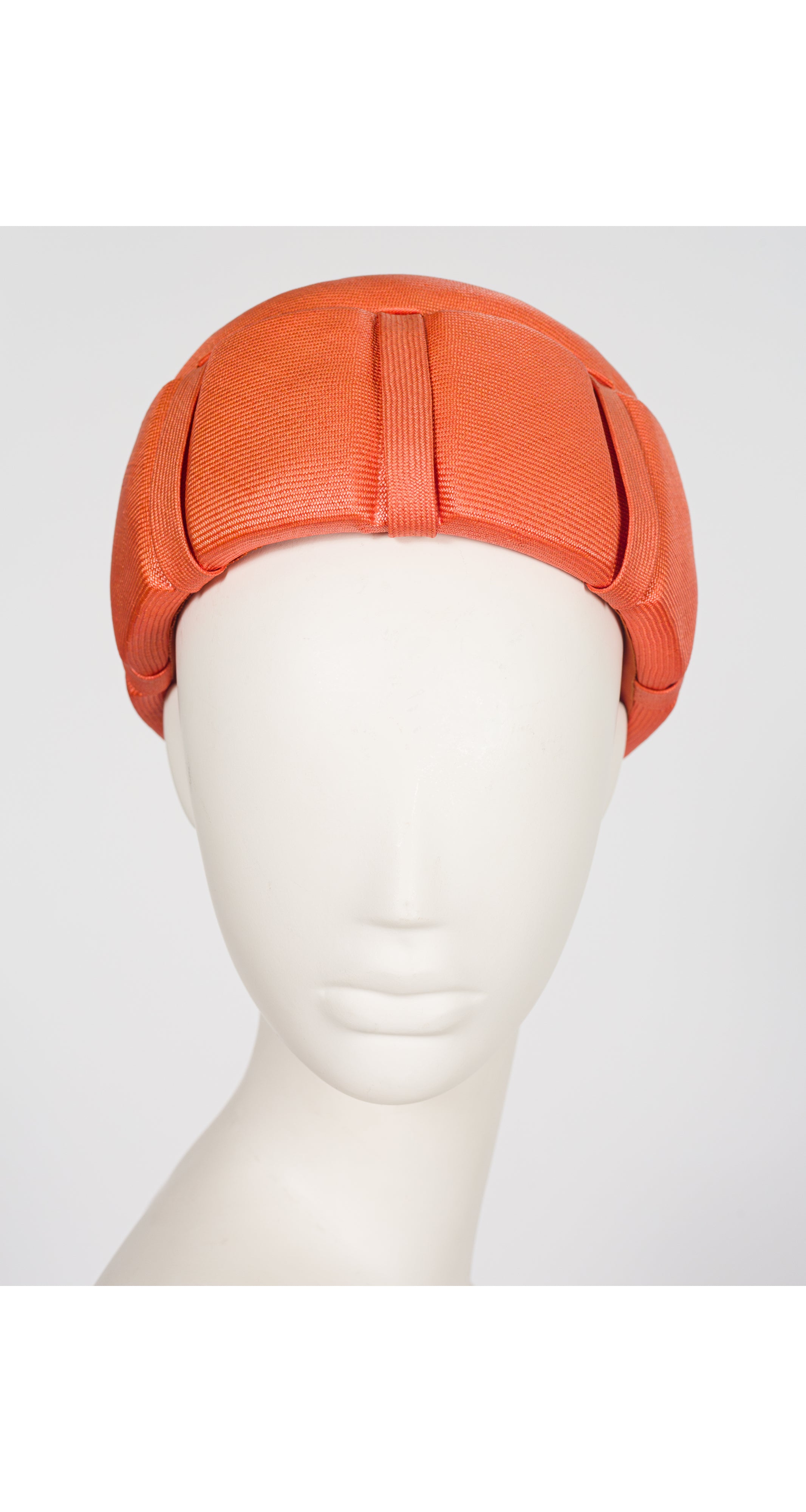 1960s Orange Straw Sculptural Pillbox Hat