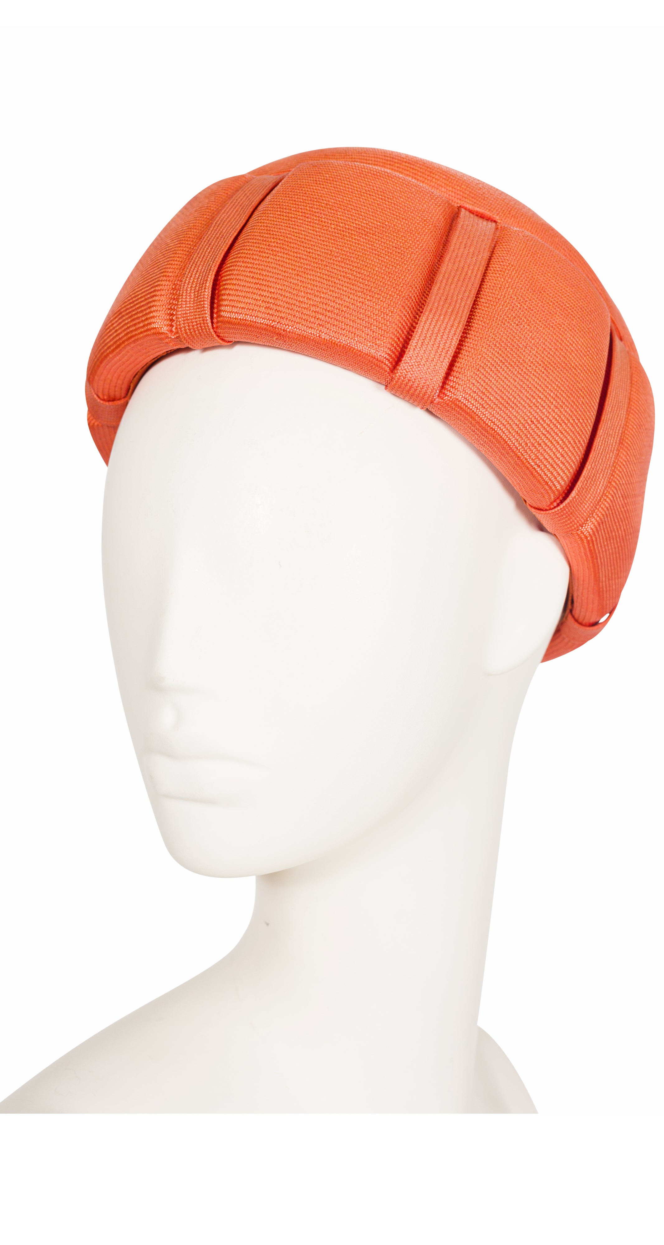 1960s Orange Straw Sculptural Pillbox Hat