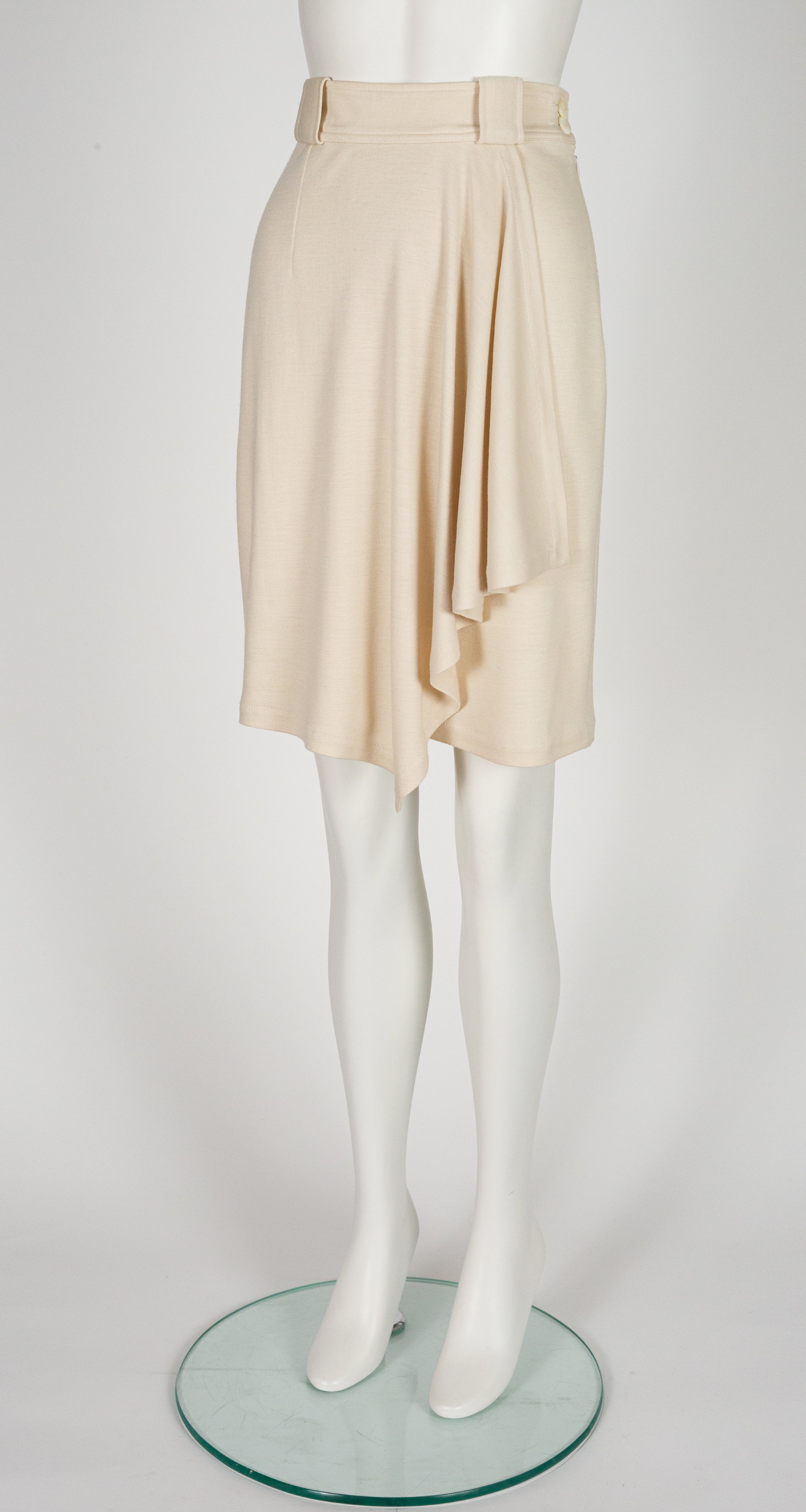 1989-90 F/W Ecru Wool Jersey Draped Skirt