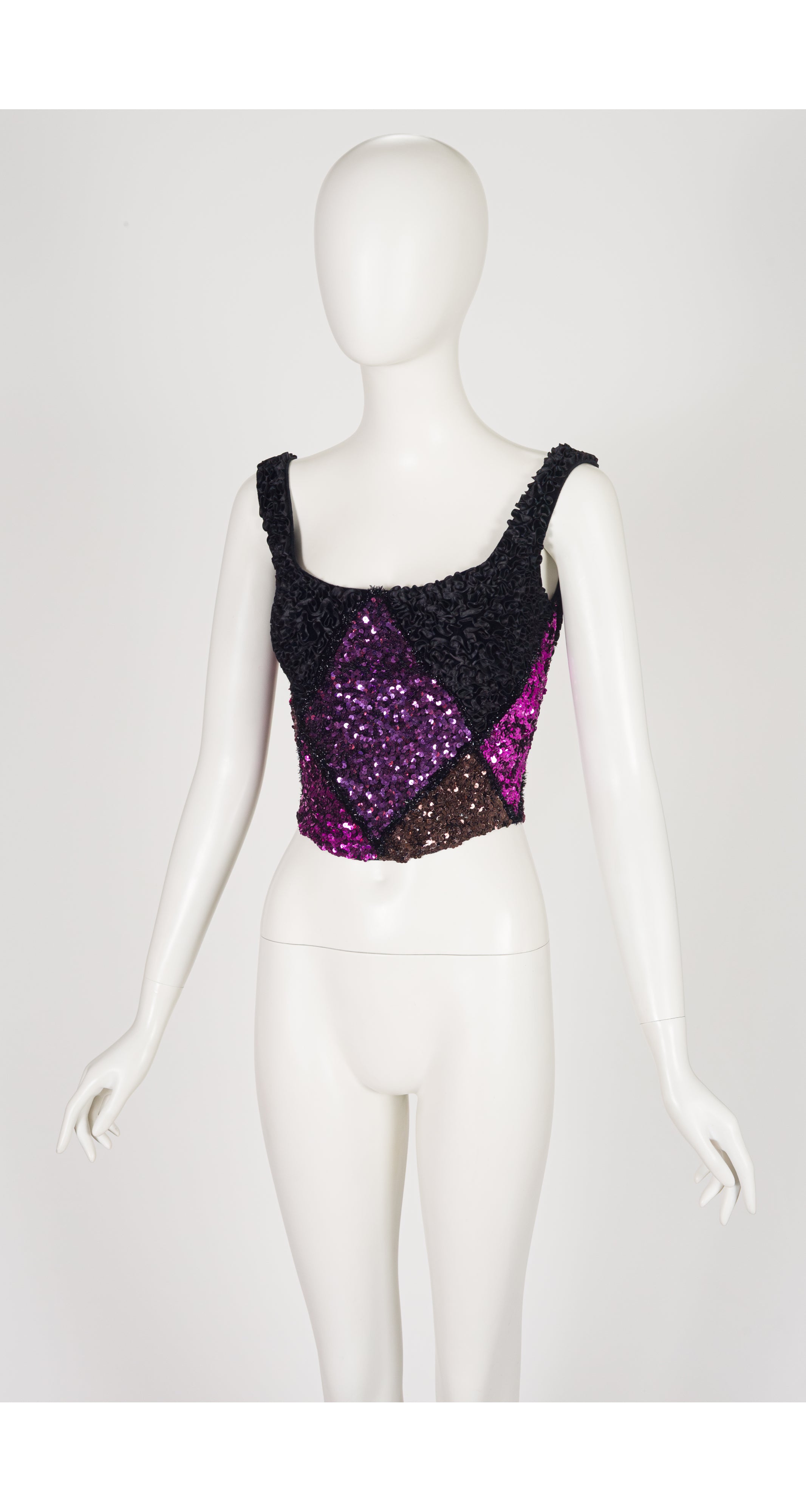 1992-93 F/W Harlequin Sequin & Ribbon Bustier Top