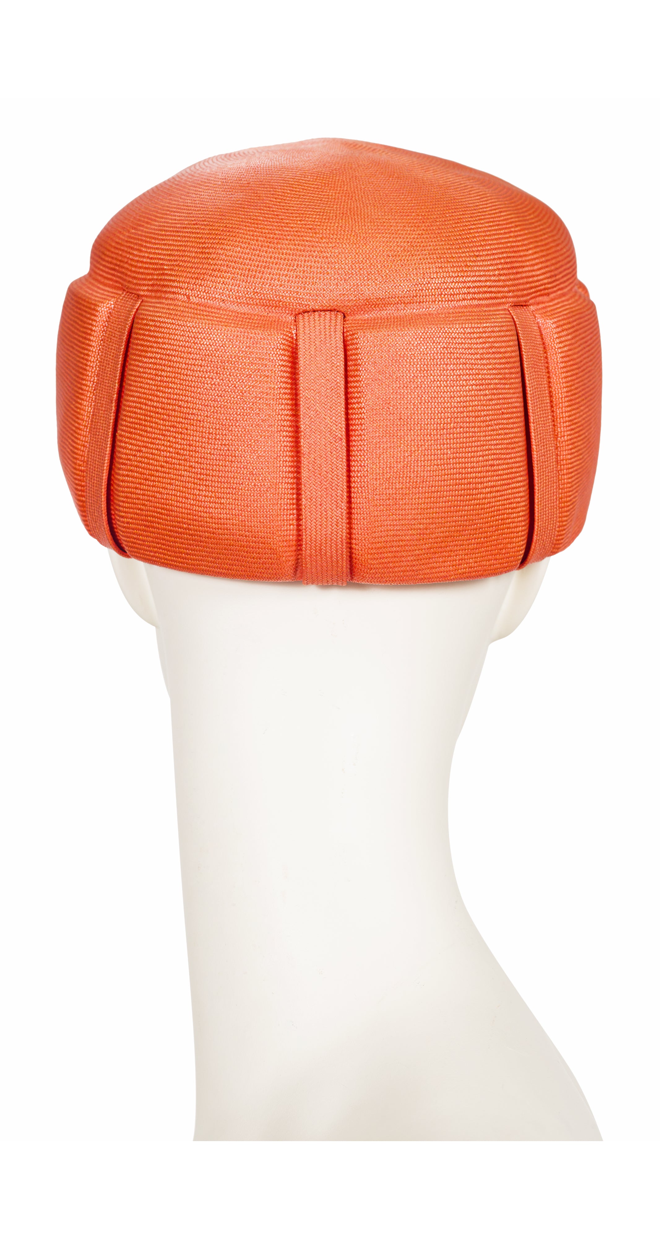 1960s Orange Straw Sculptural Pillbox Hat
