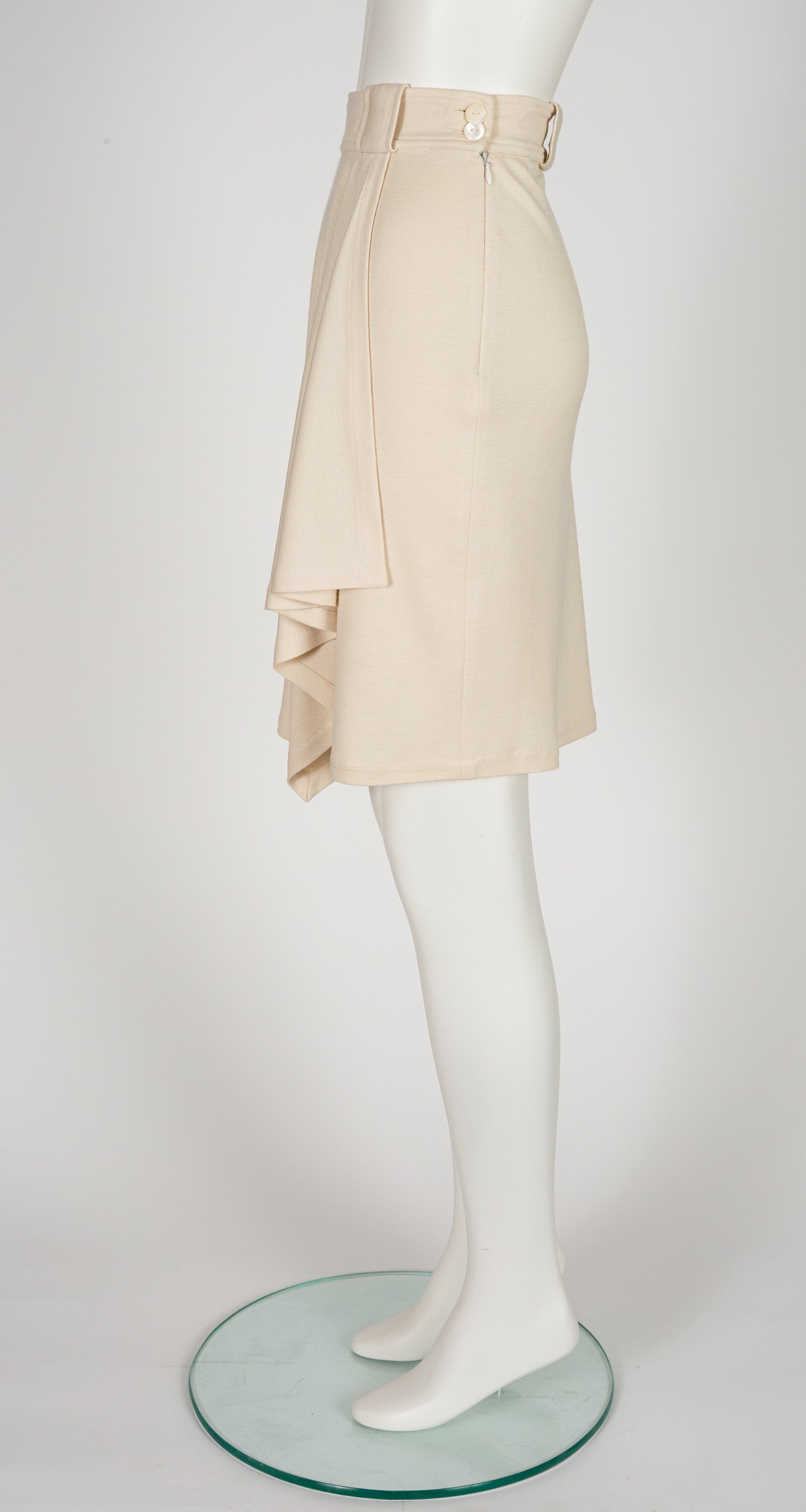 1989-90 F/W Ecru Wool Jersey Draped Skirt