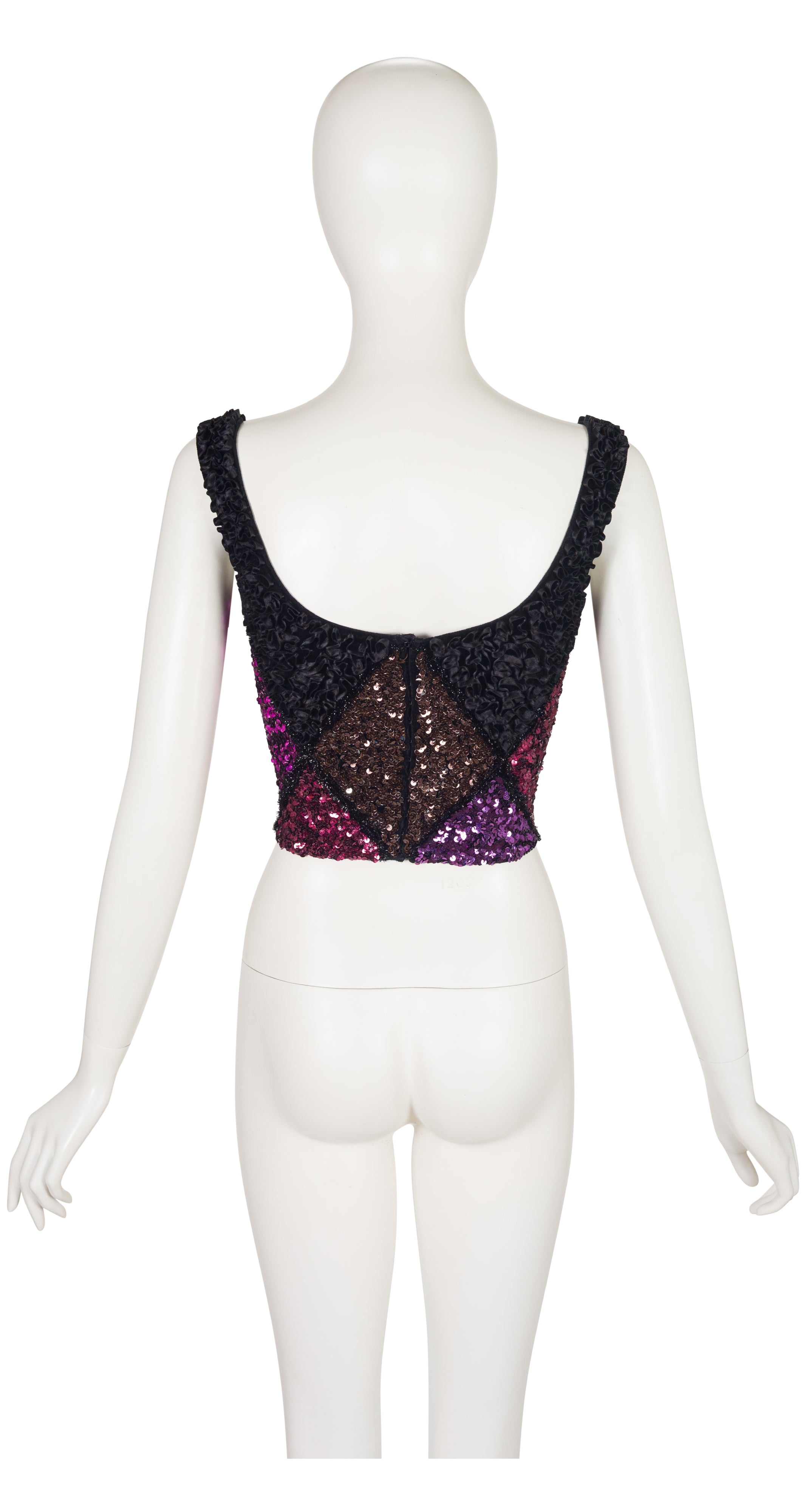 1992-93 F/W Harlequin Sequin & Ribbon Bustier Top