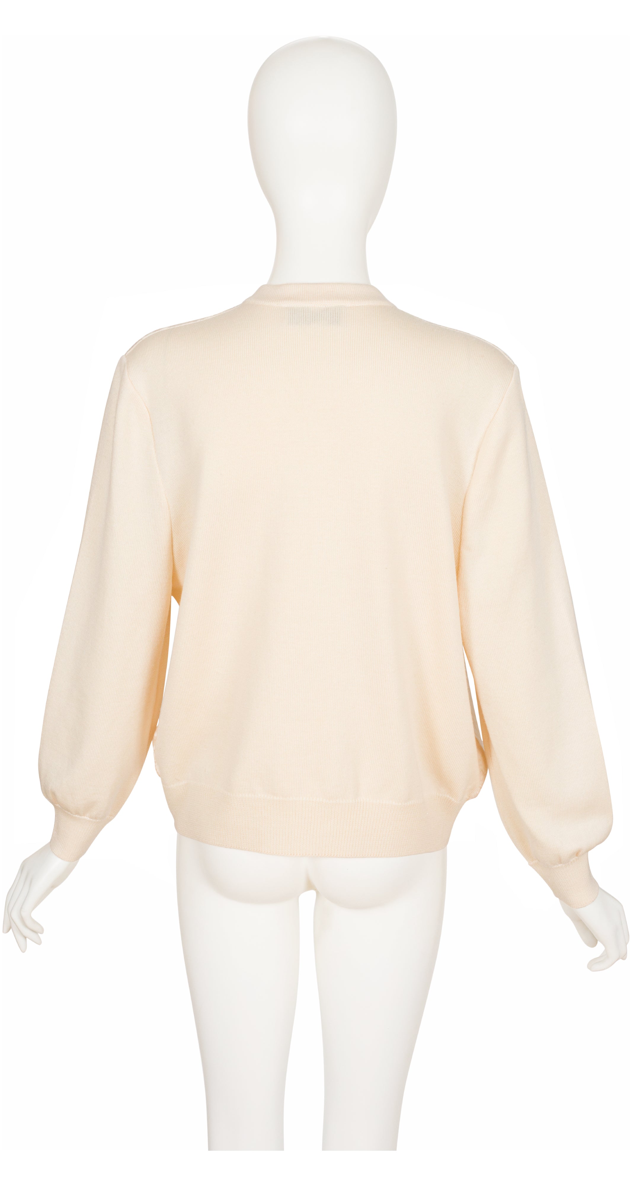 1990s Cream Quilted Silk & Wool Knit Cardigan