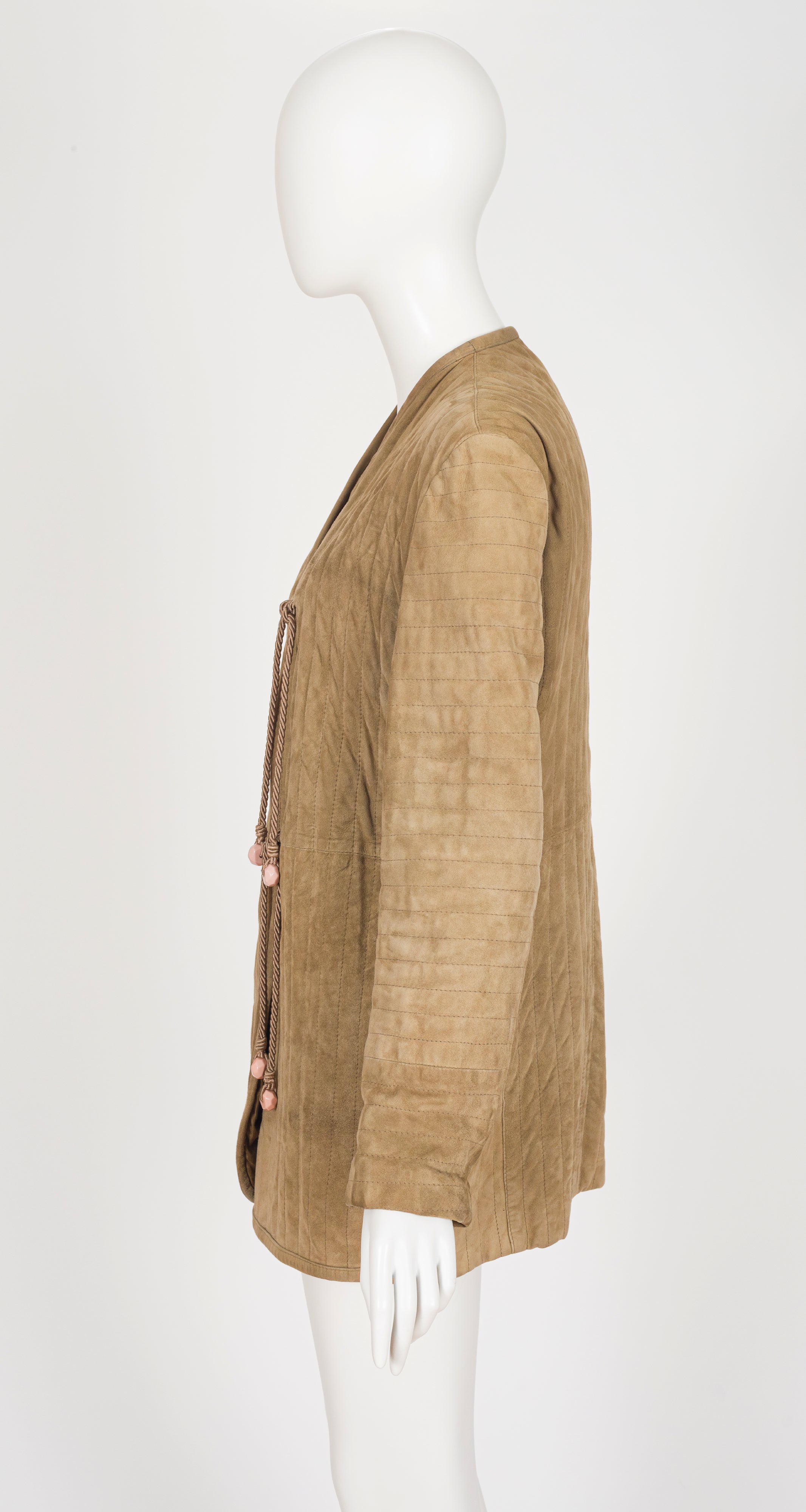 1990 F/W Quilted Beige Suede Tie-Front Jacket