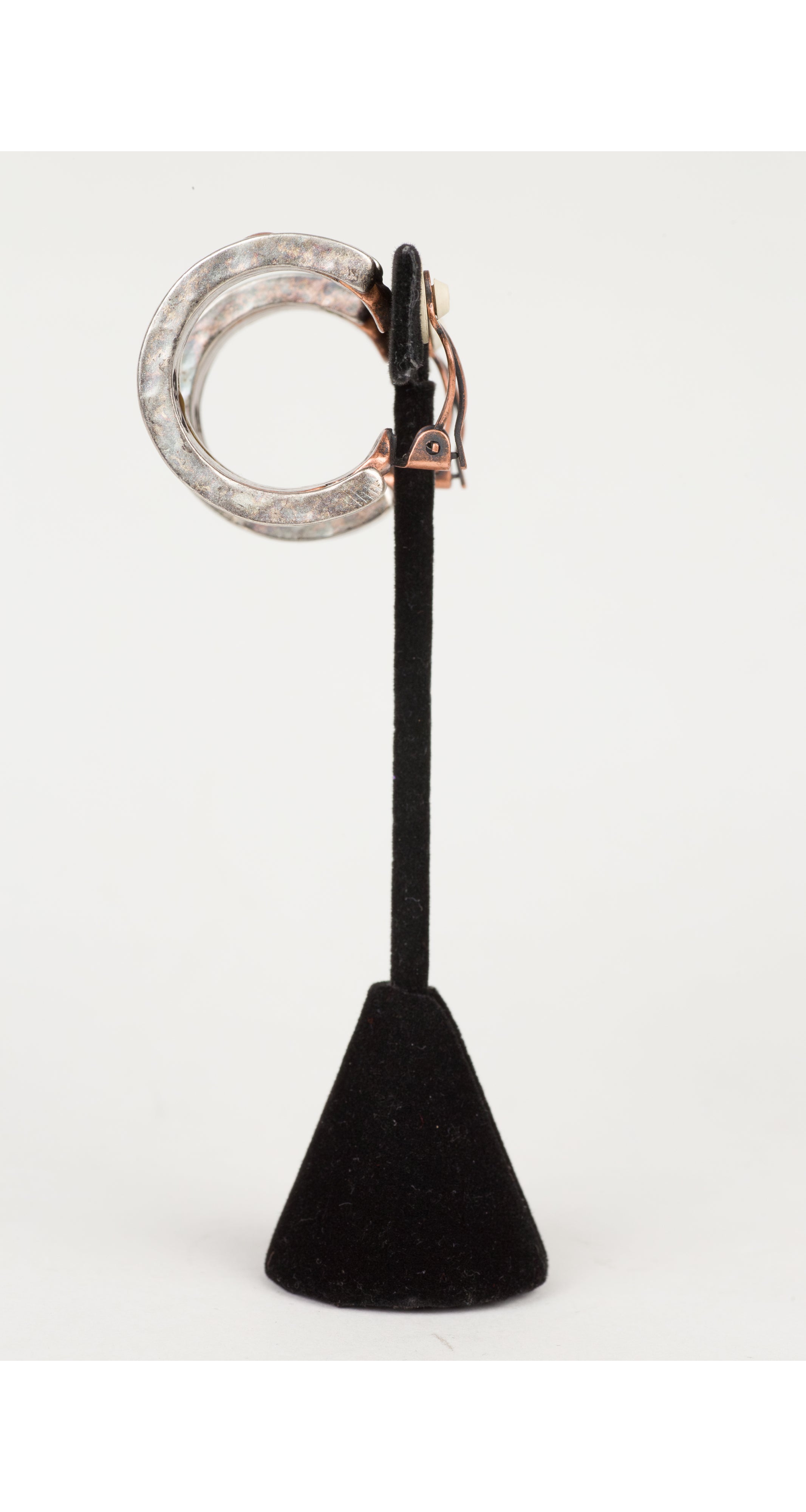 1990s Star Design Copper and Silver Clip-On Hoop Earrings