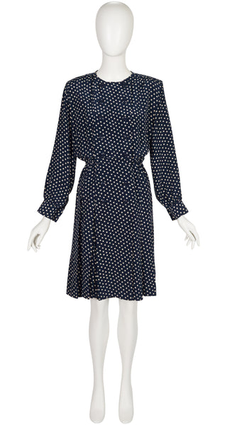 Yves Saint Laurent 1984 S/S Polka Dot Navy Silk Double-Breasted Dress –  Featherstone Vintage