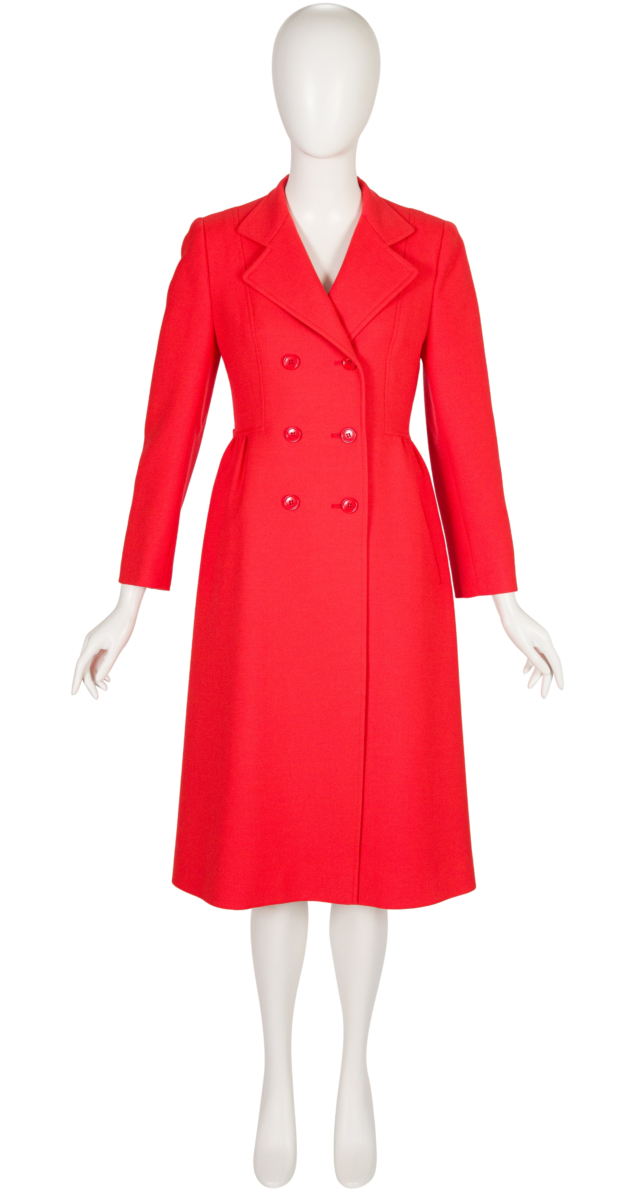 1970s Vermilion Red Wool Double-Breasted Coat