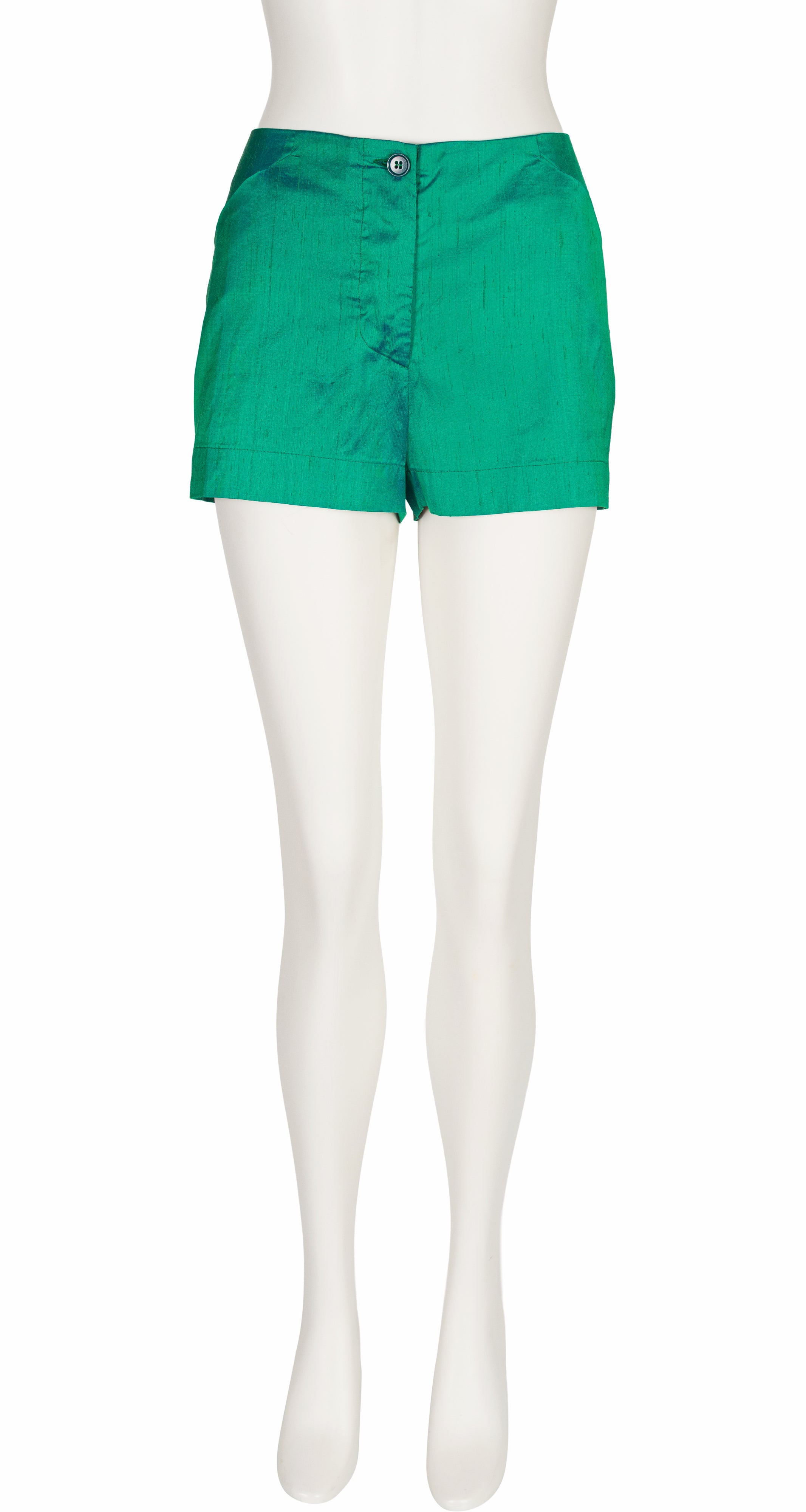 1996 S/S NWT Iridescent Green Shantung Silk Shorts