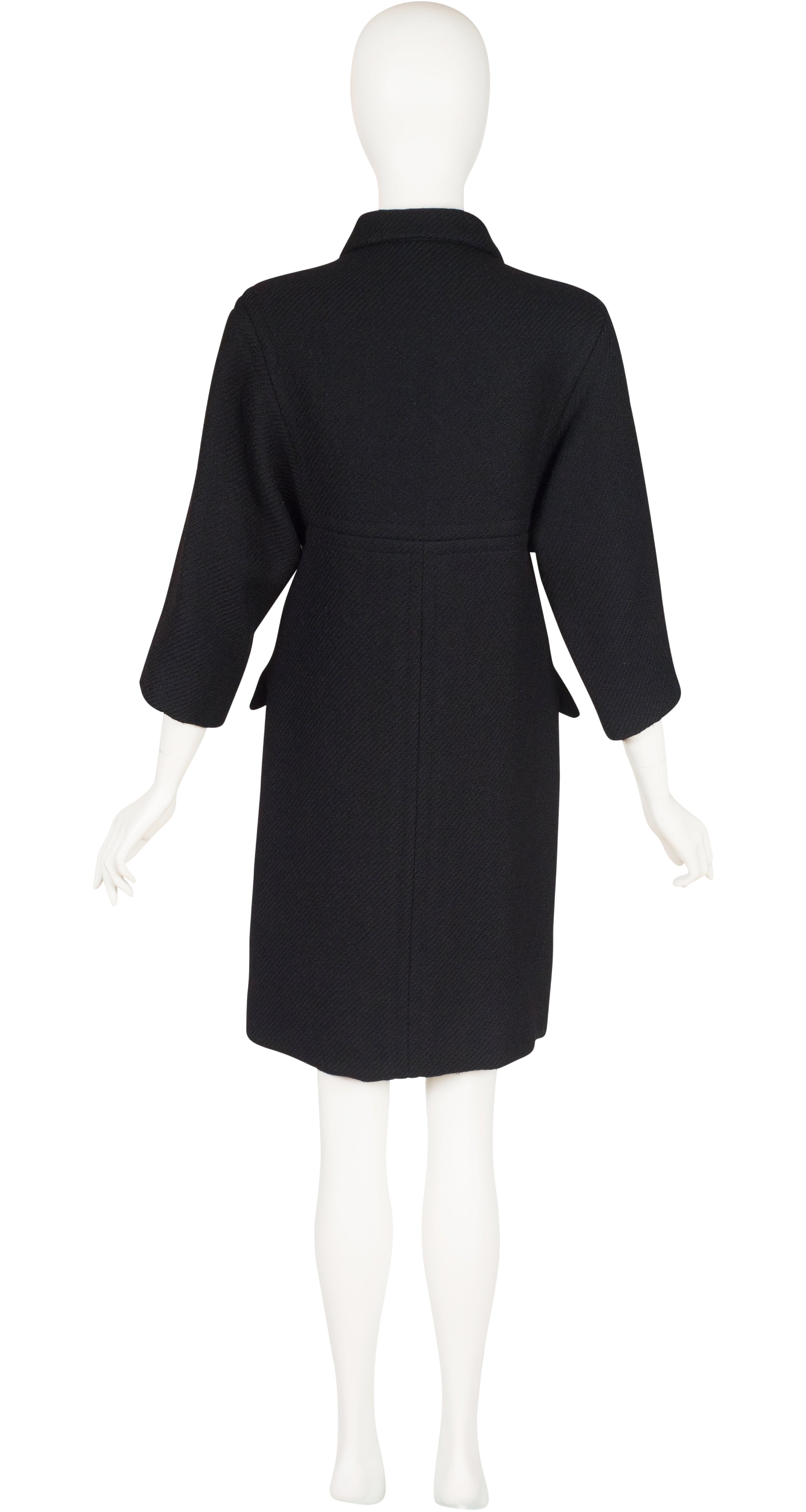 1960s Black Wool Tailored Double-Breasted Coat