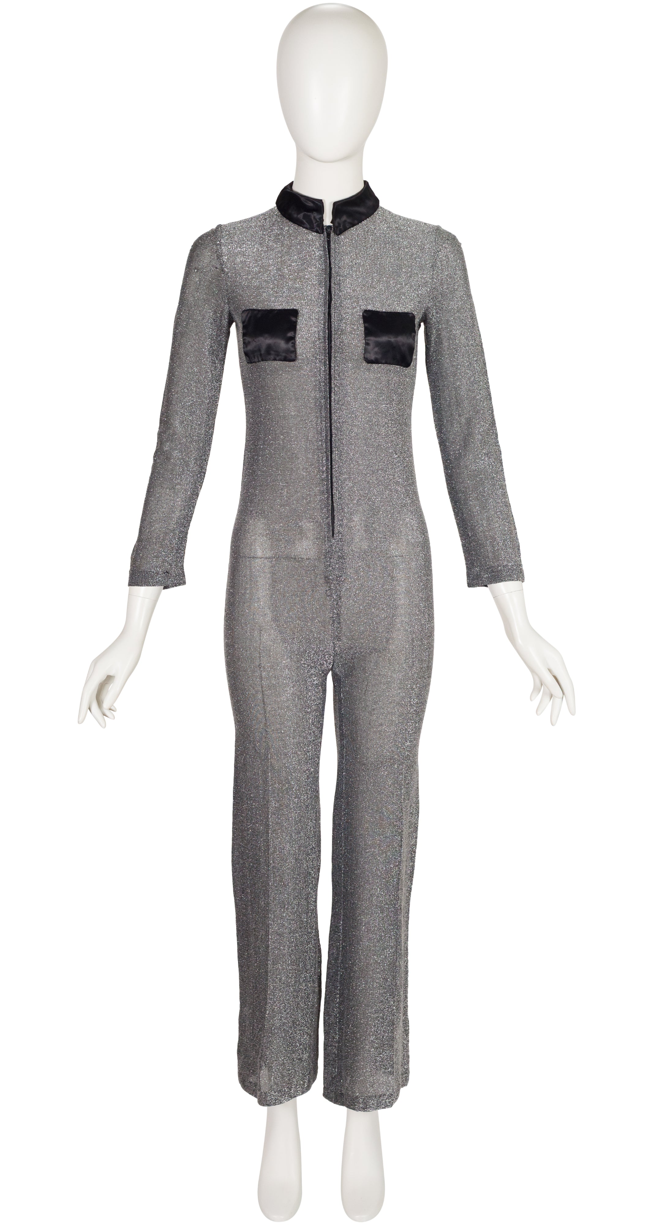 1960s Space Age Silver Zip-Up Jumpsuit
