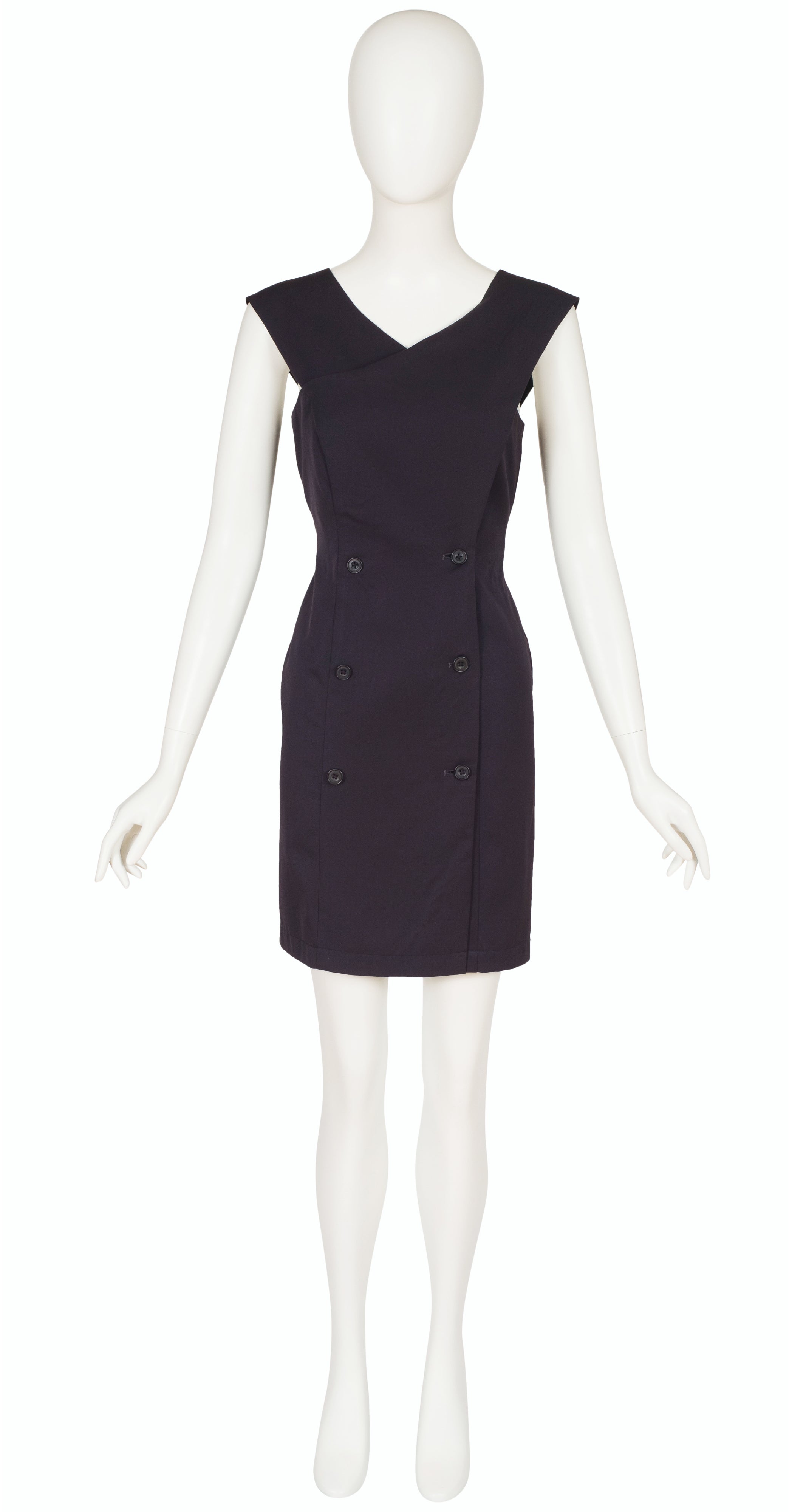 1987 Navy Wool Gabardine Double-Breasted Tuxedo Dress