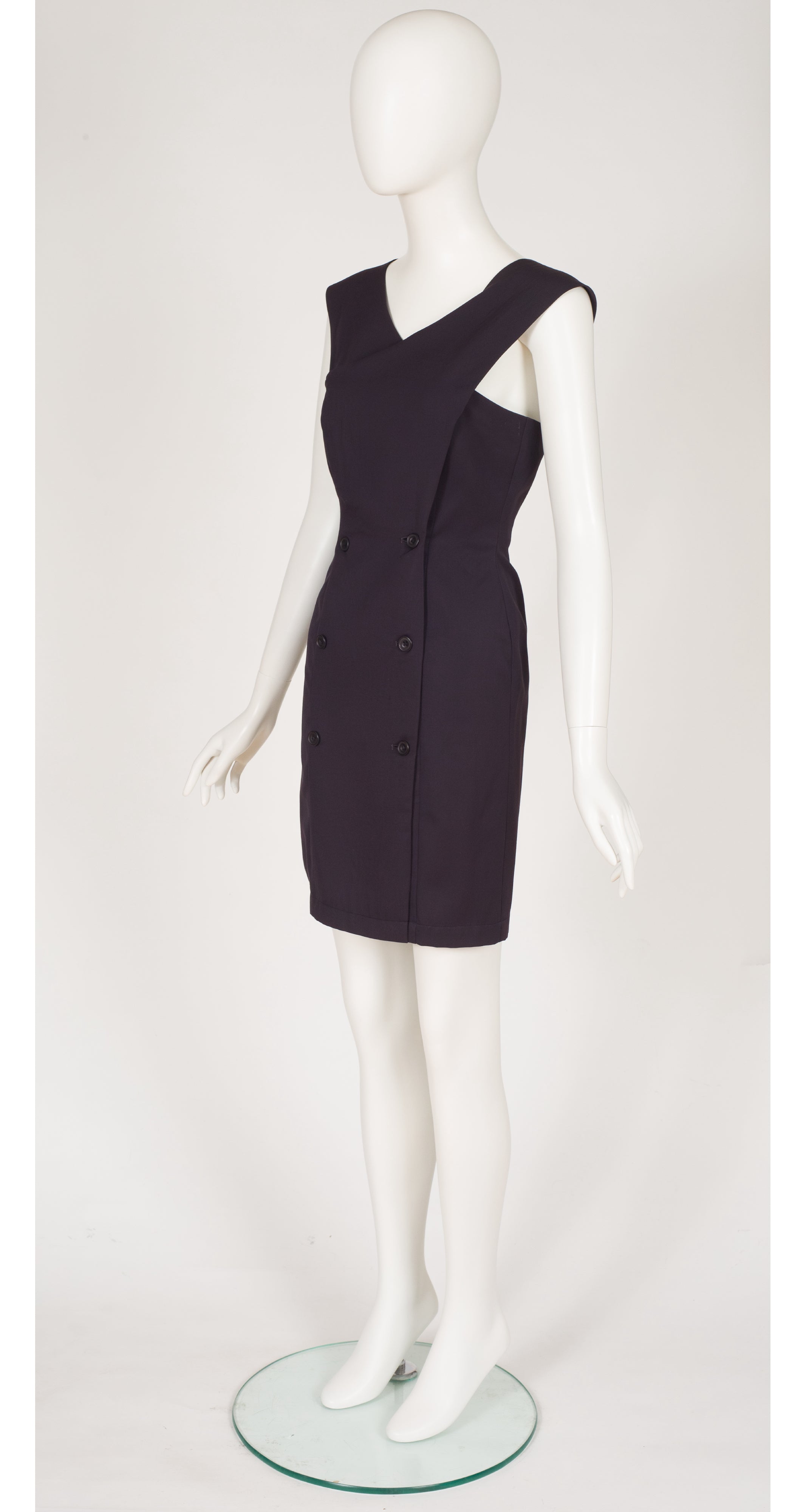 1987 Navy Wool Gabardine Double-Breasted Tuxedo Dress
