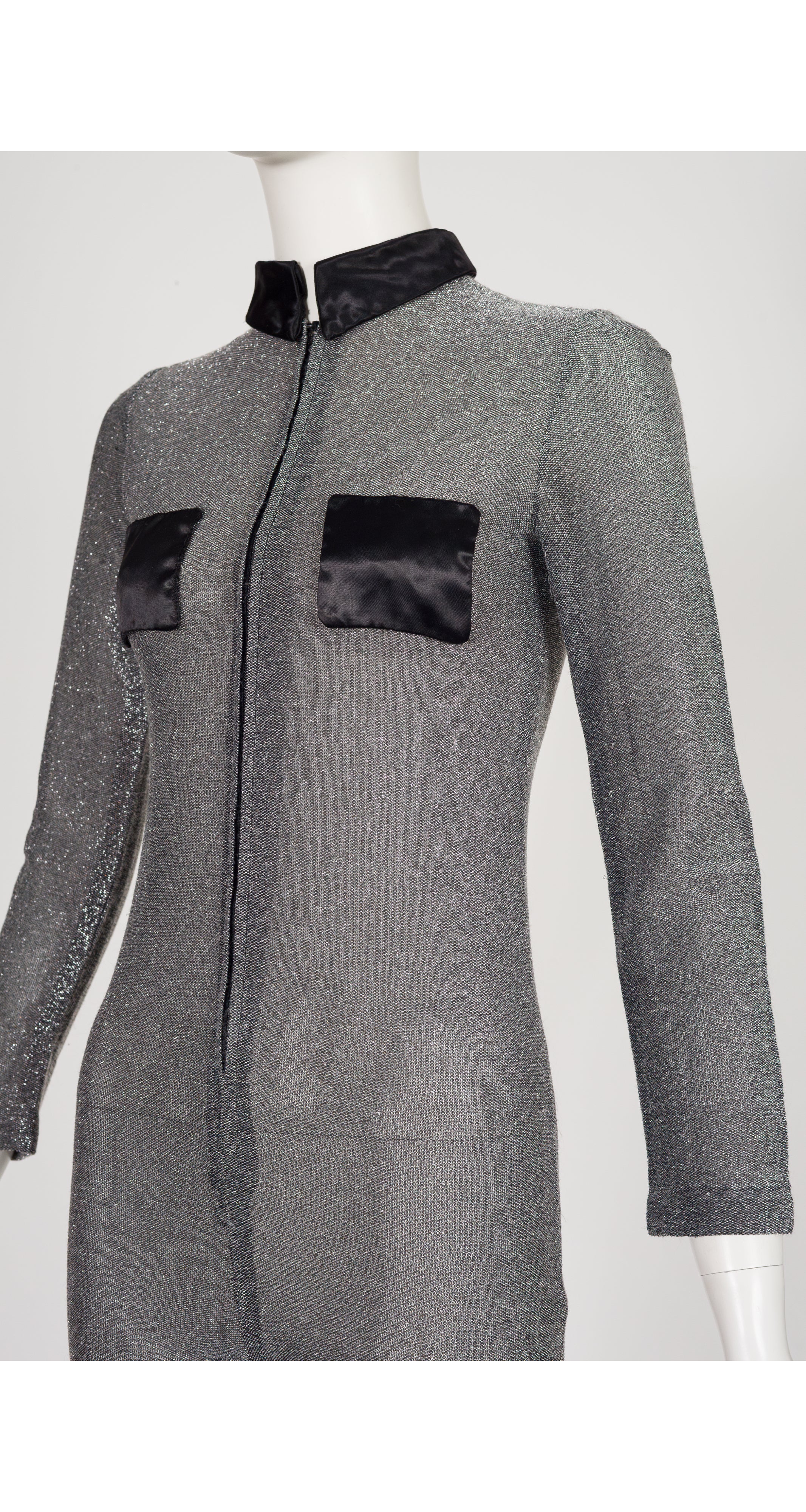 1960s Space Age Silver Zip-Up Jumpsuit