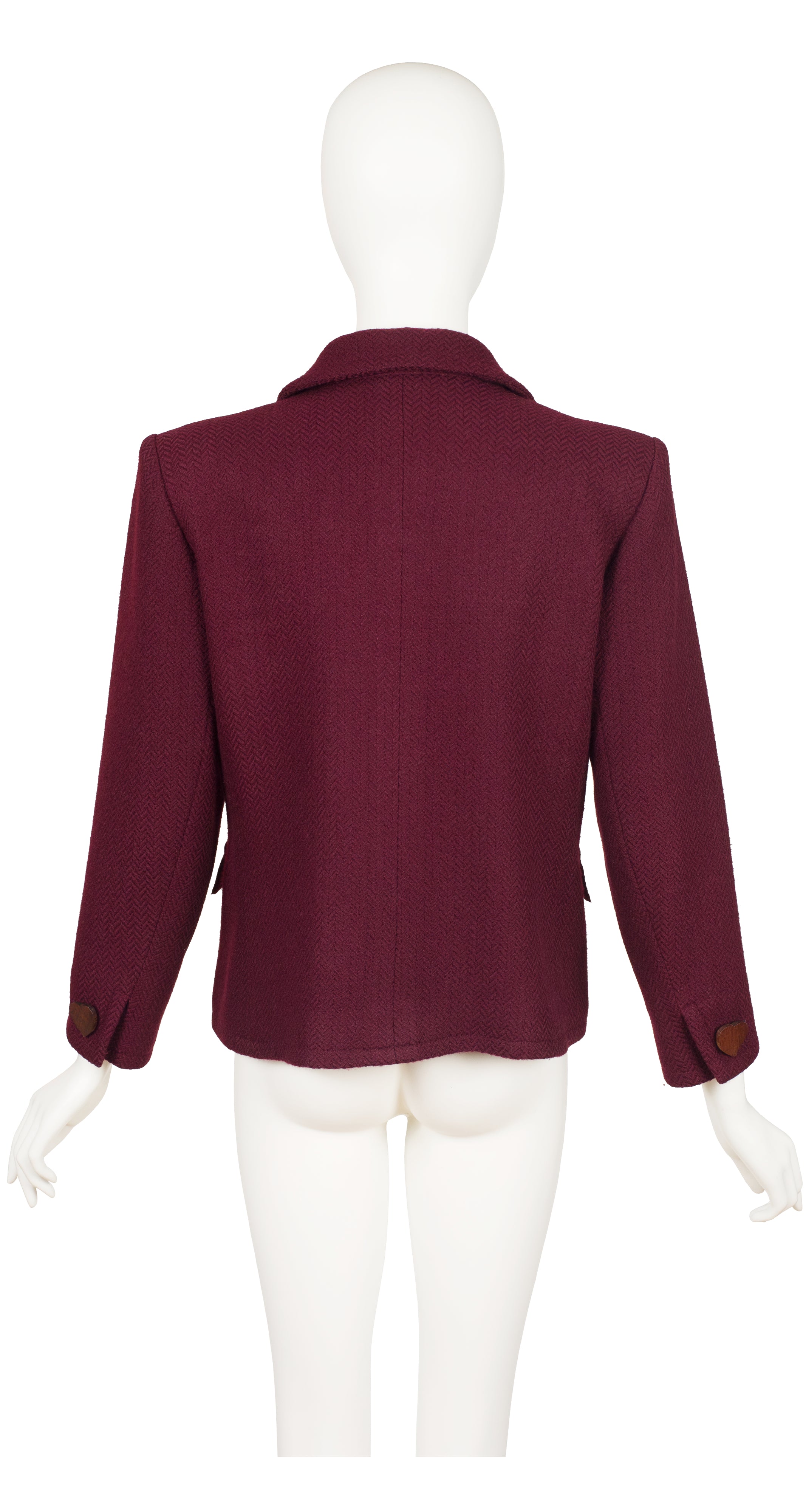 1993-94 F/W Heart-Shaped Wood Button Burgundy Wool Blazer