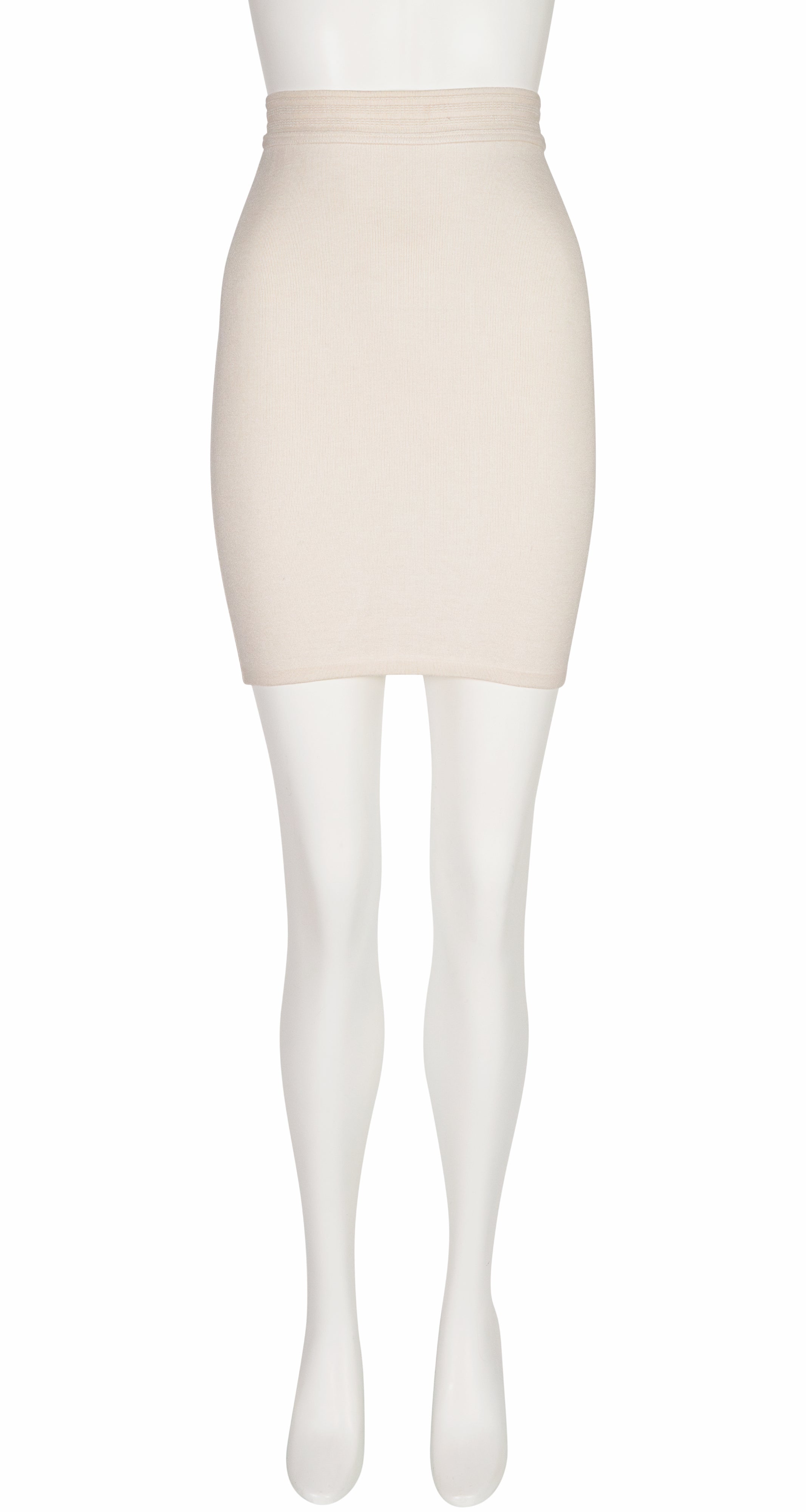 1990s Cream Knit Bodycon Mini Skirt
