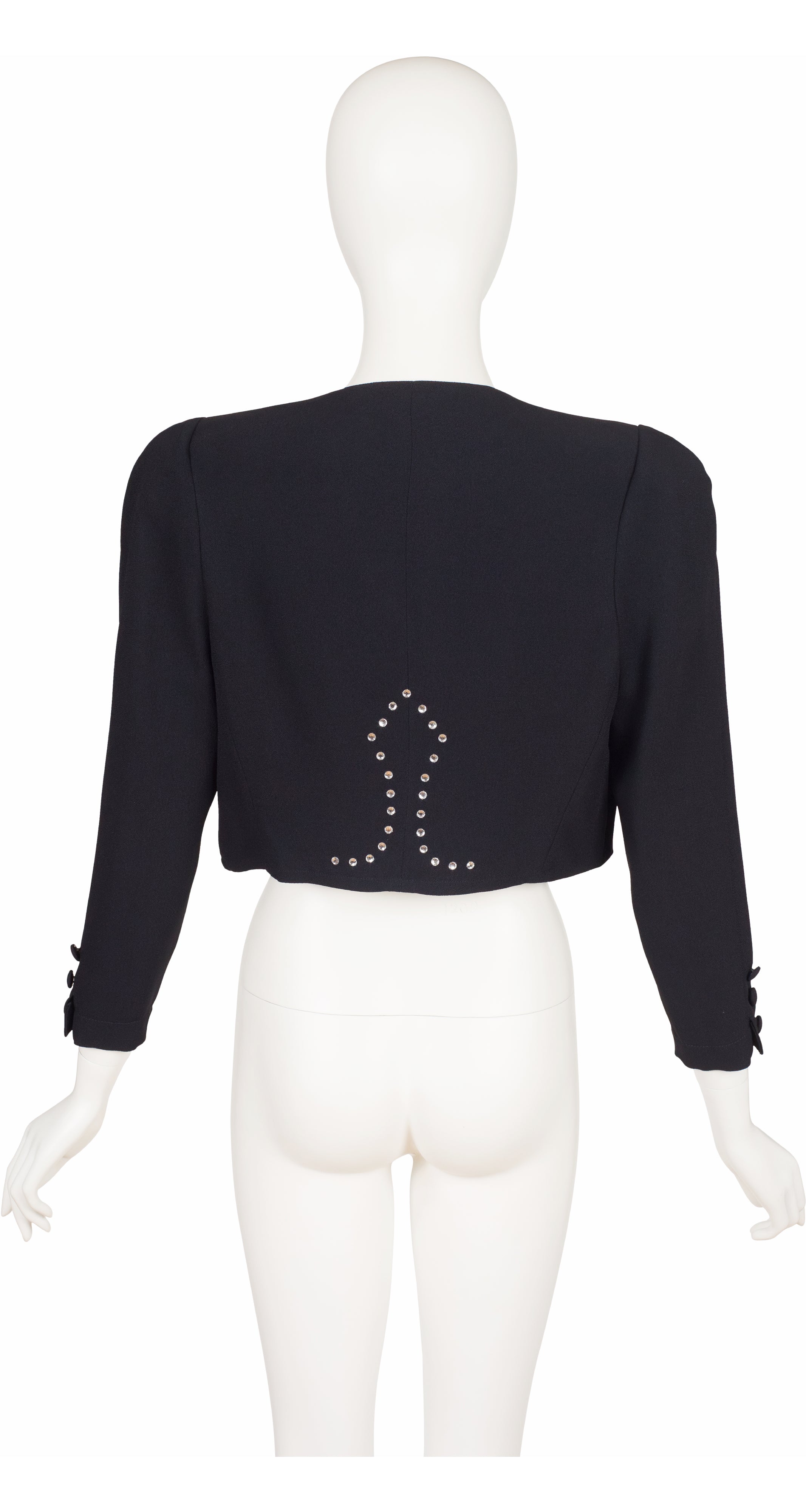 1988-85 F/W Rhinestone Encrusted Black Rayon Bolero Jacket