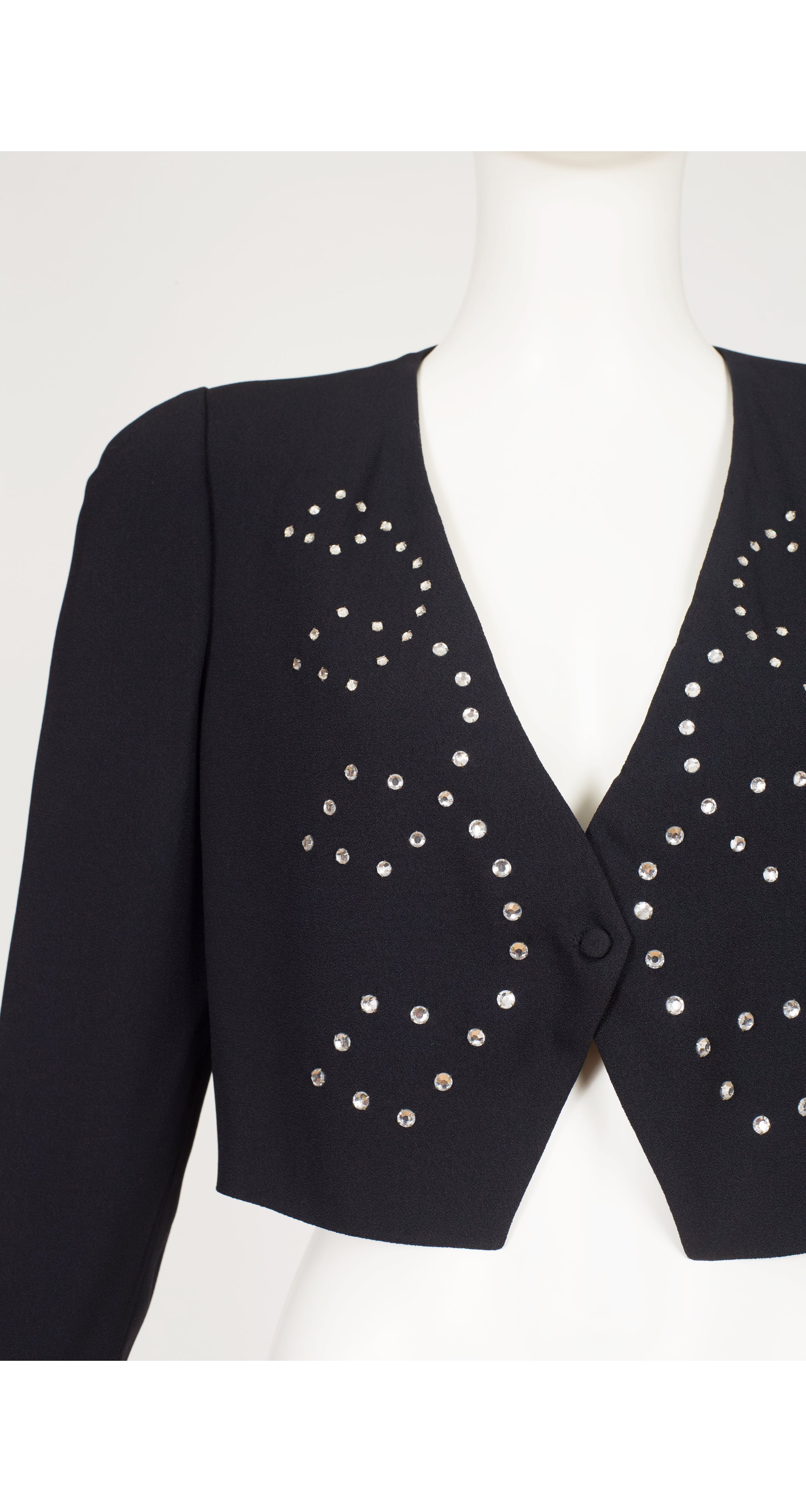 1988-85 F/W Rhinestone Encrusted Black Rayon Bolero Jacket
