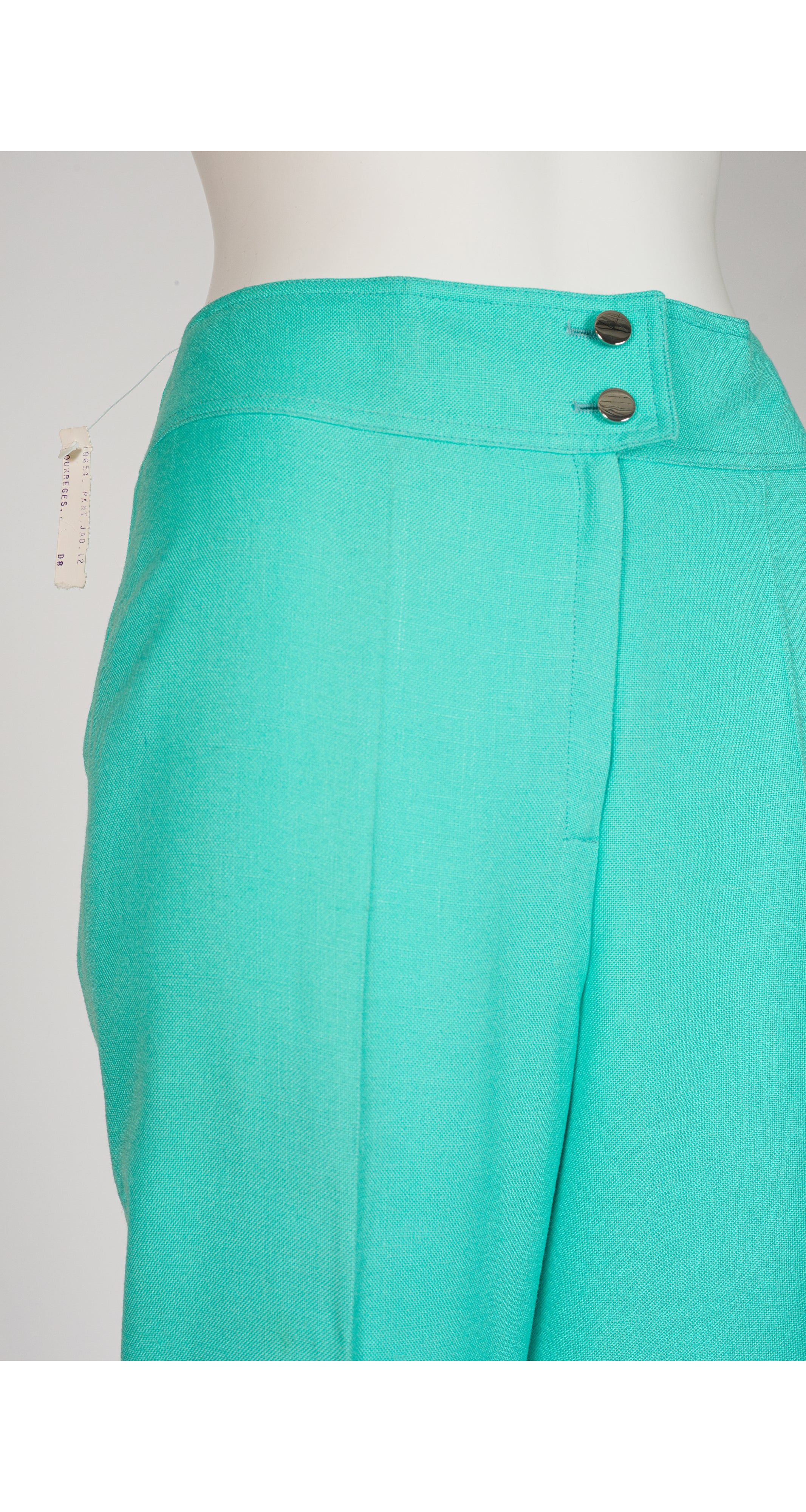 1970s NWT Turquoise Rayon Straight-Leg Trousers