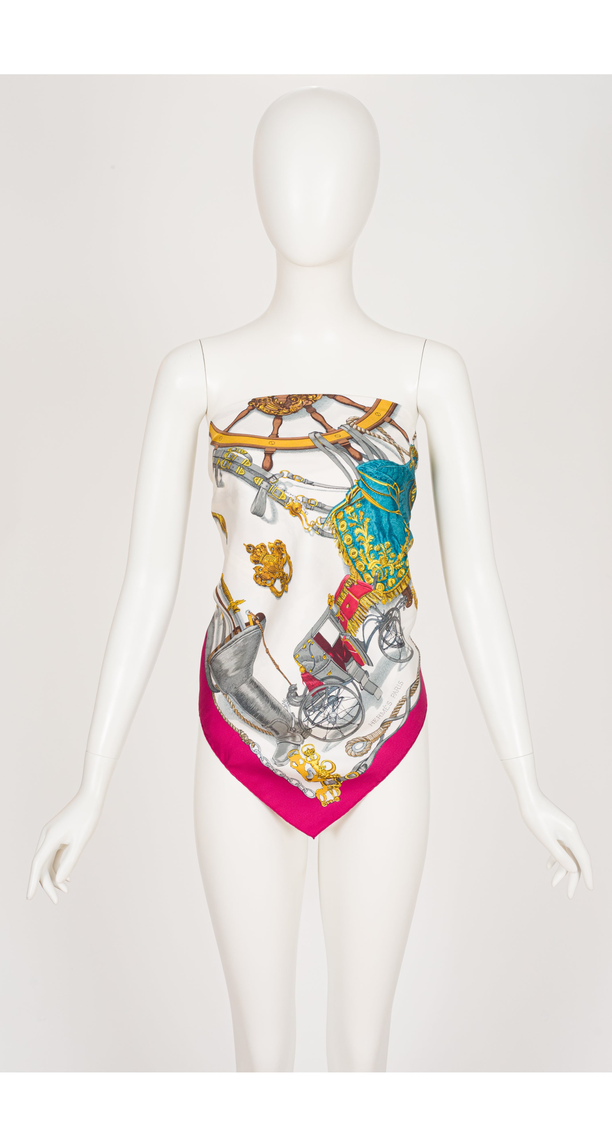 "Musée" by Philippe Ledoux Burgundy & Gold Silk Twill Scarf