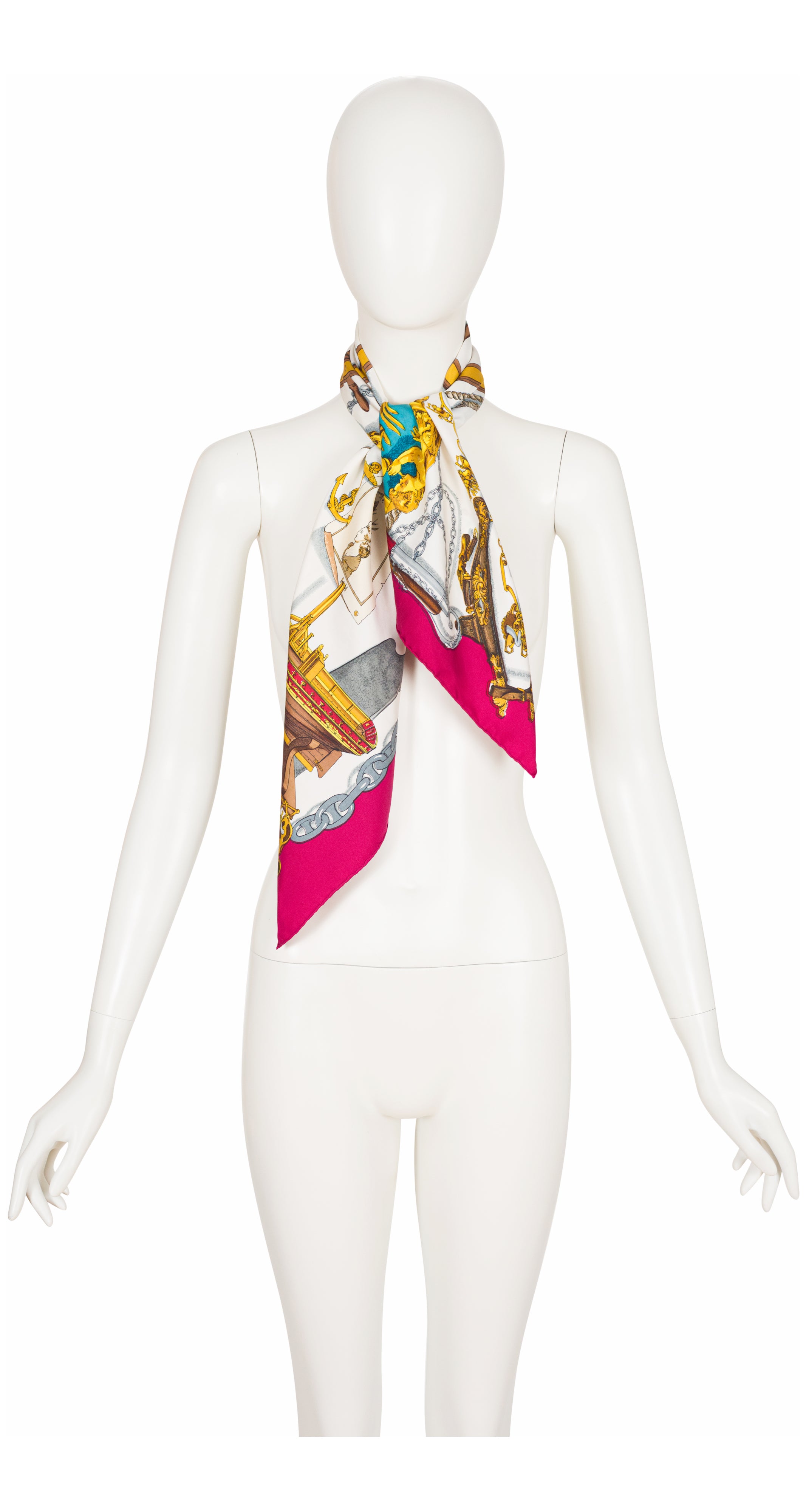 "Musée" by Philippe Ledoux Burgundy & Gold Silk Twill Scarf