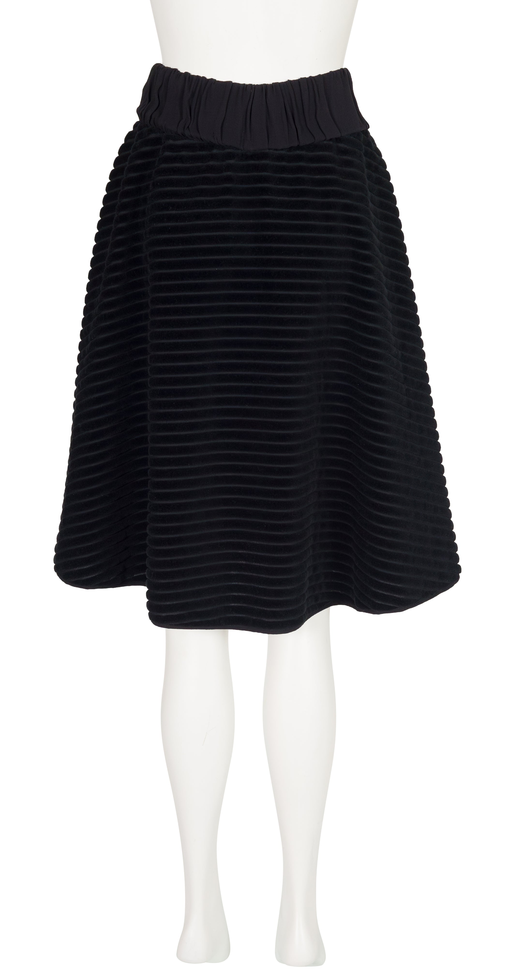 2000 F/W Black Ribbed Cotton Velvet Circle Skirt