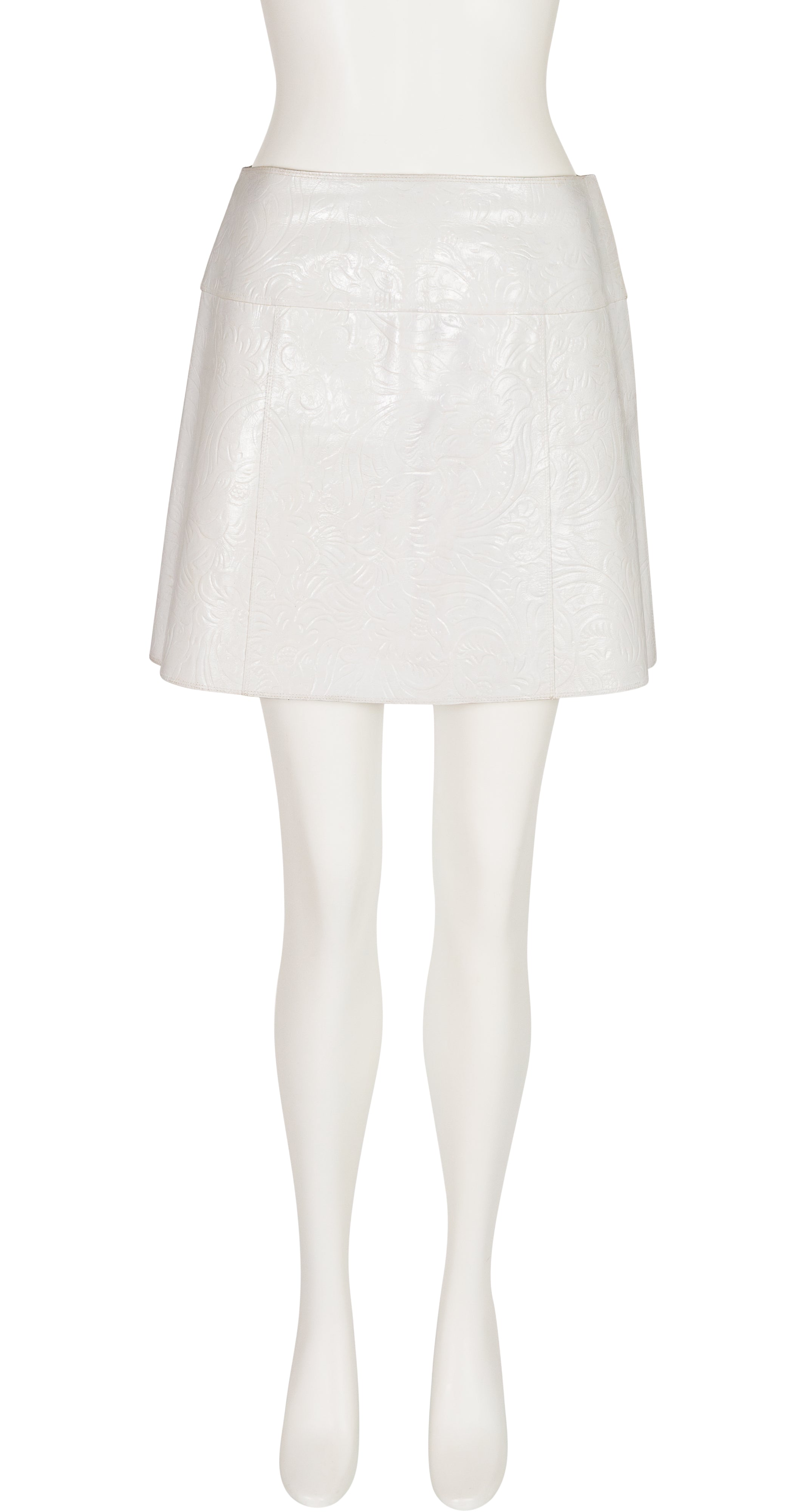 2001-02 F/W White Tooled Leather Mini Skirt