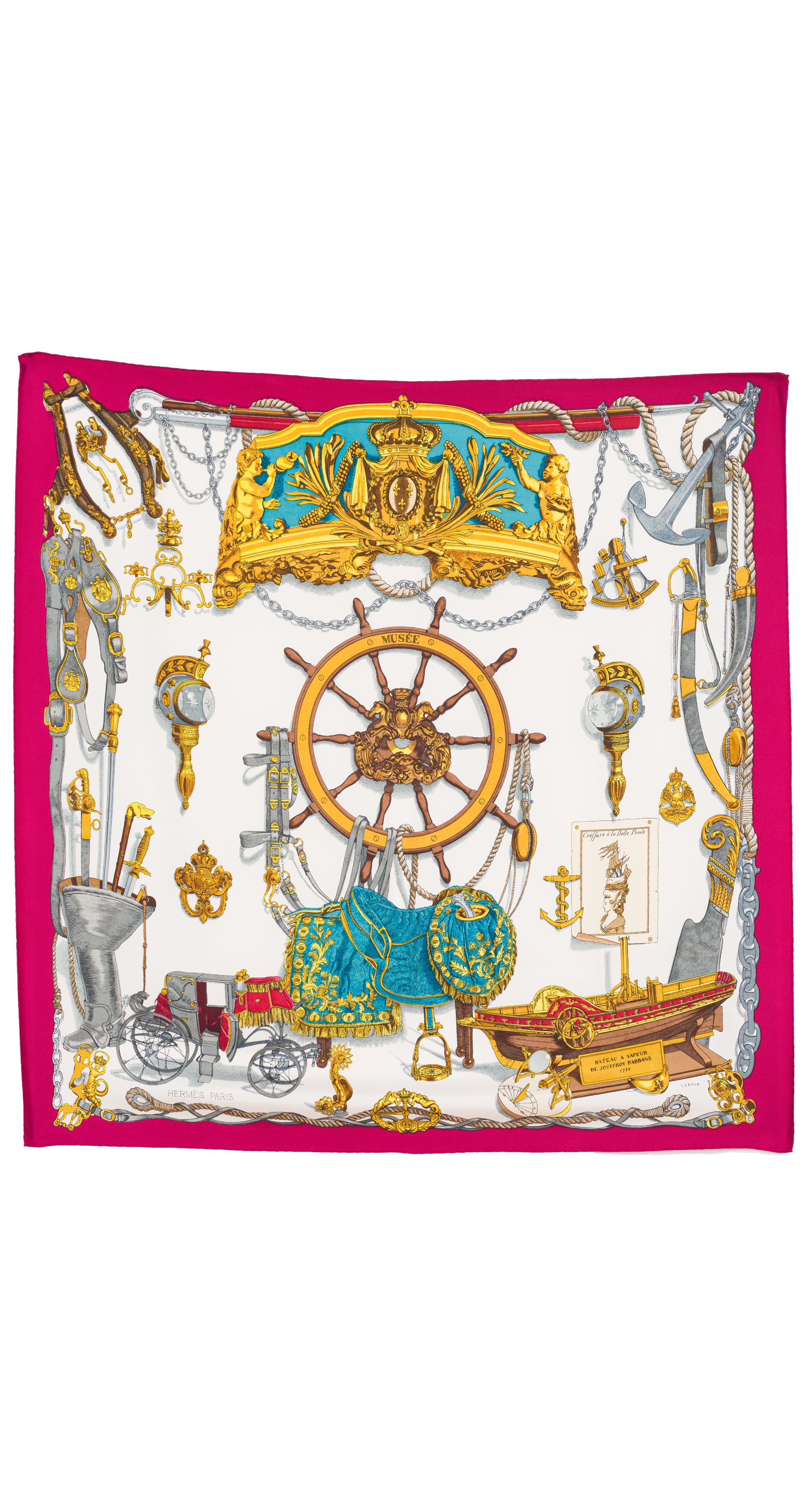 "Musée" by Philippe Ledoux Burgundy & Gold Silk Twill Scarf