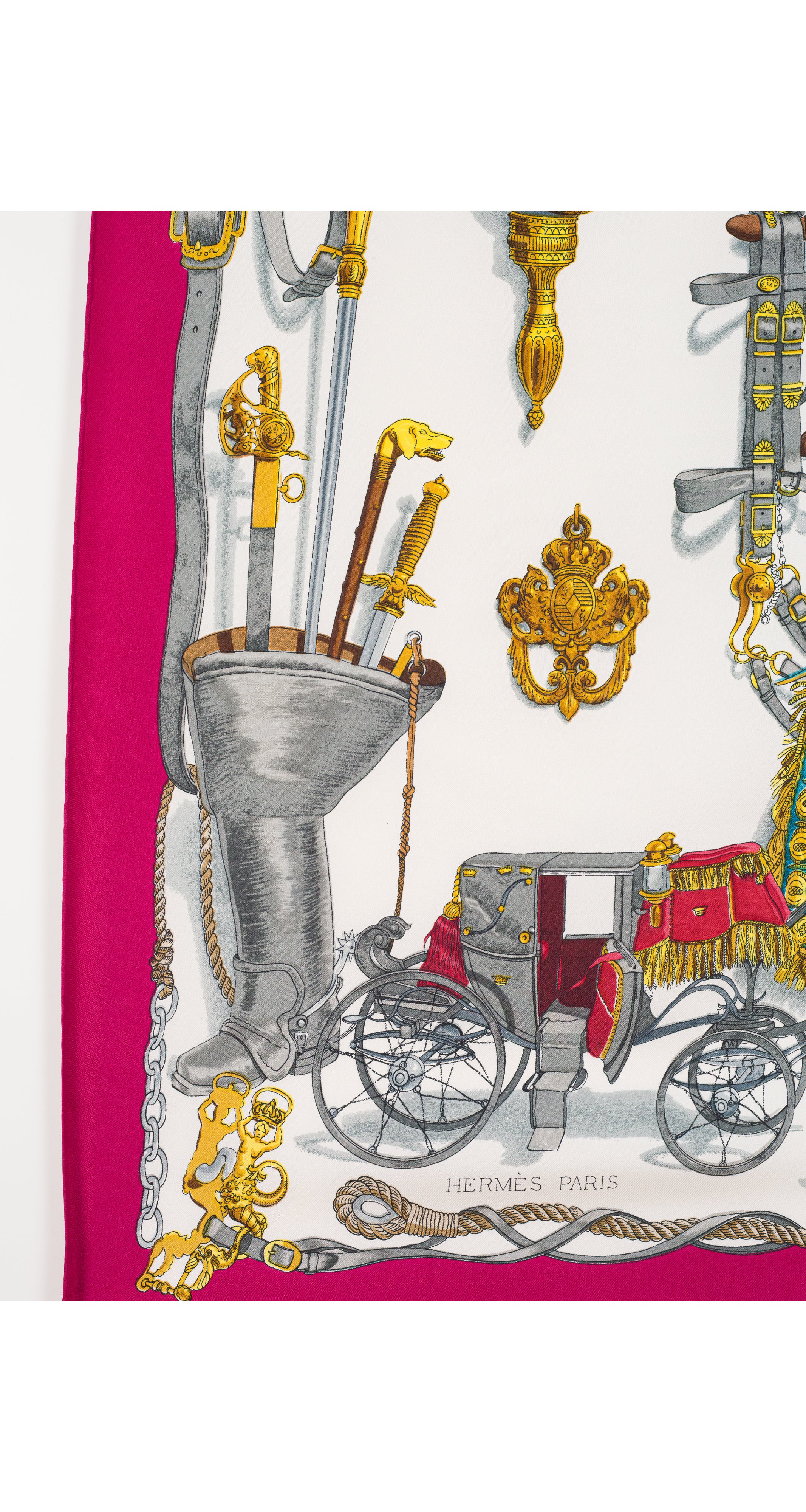 "Musée" by Philippe Ledoux Burgundy & Gold Silk Twill Scarf