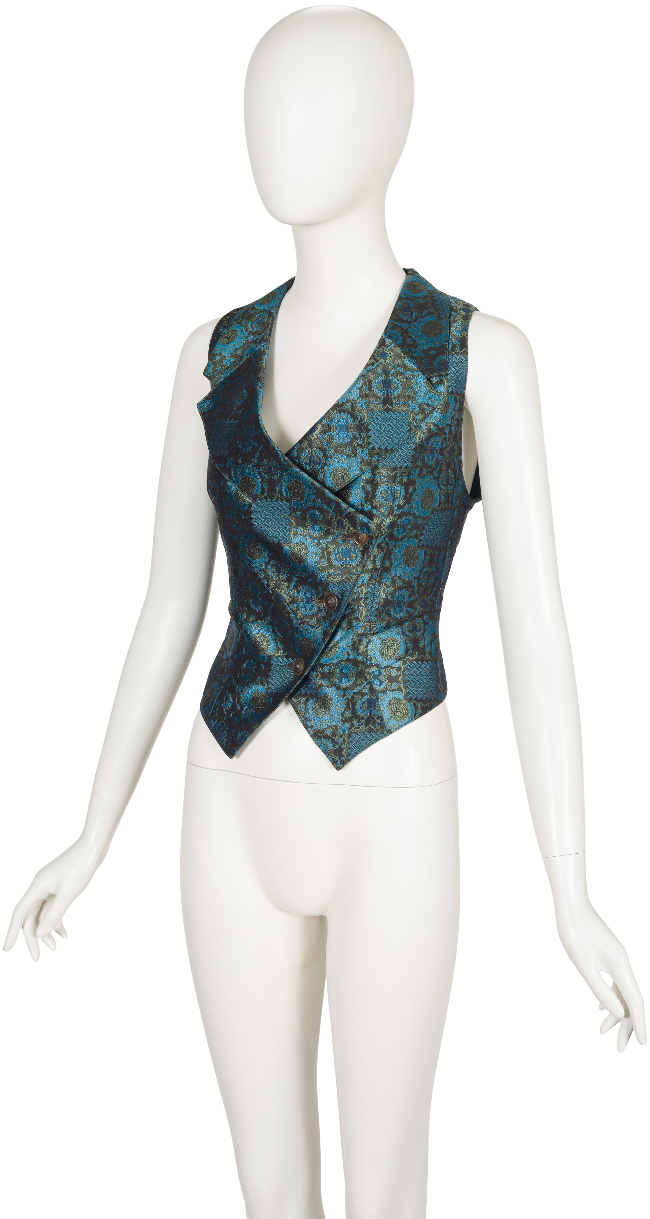 1989-90 F/W Blue Silk Jacquard Smoking Jacket & Waistcoat Set