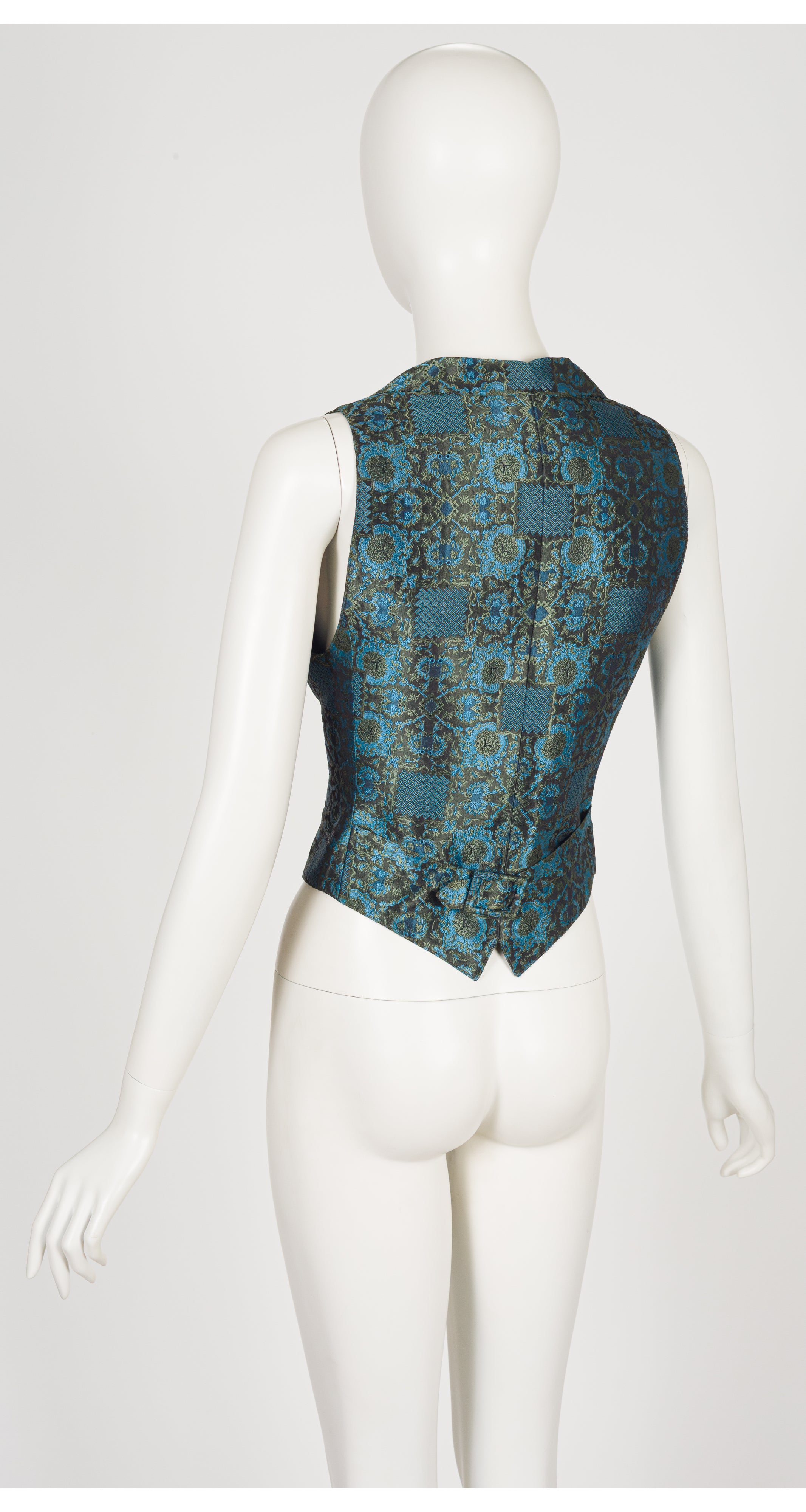 1989-90 F/W Blue Silk Jacquard Smoking Jacket & Waistcoat Set