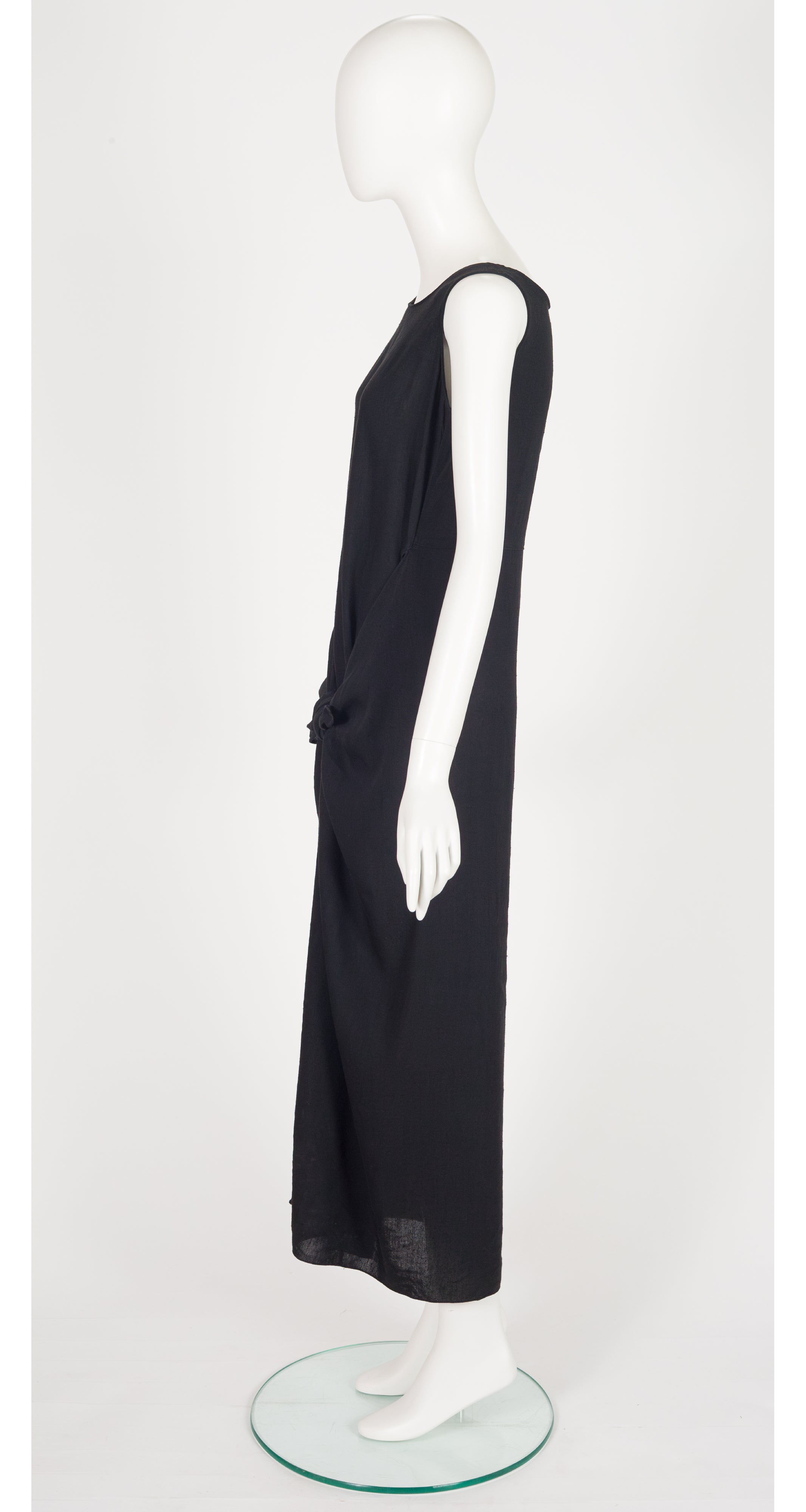 1994 S/S Black Linen Tie Wrap Dress