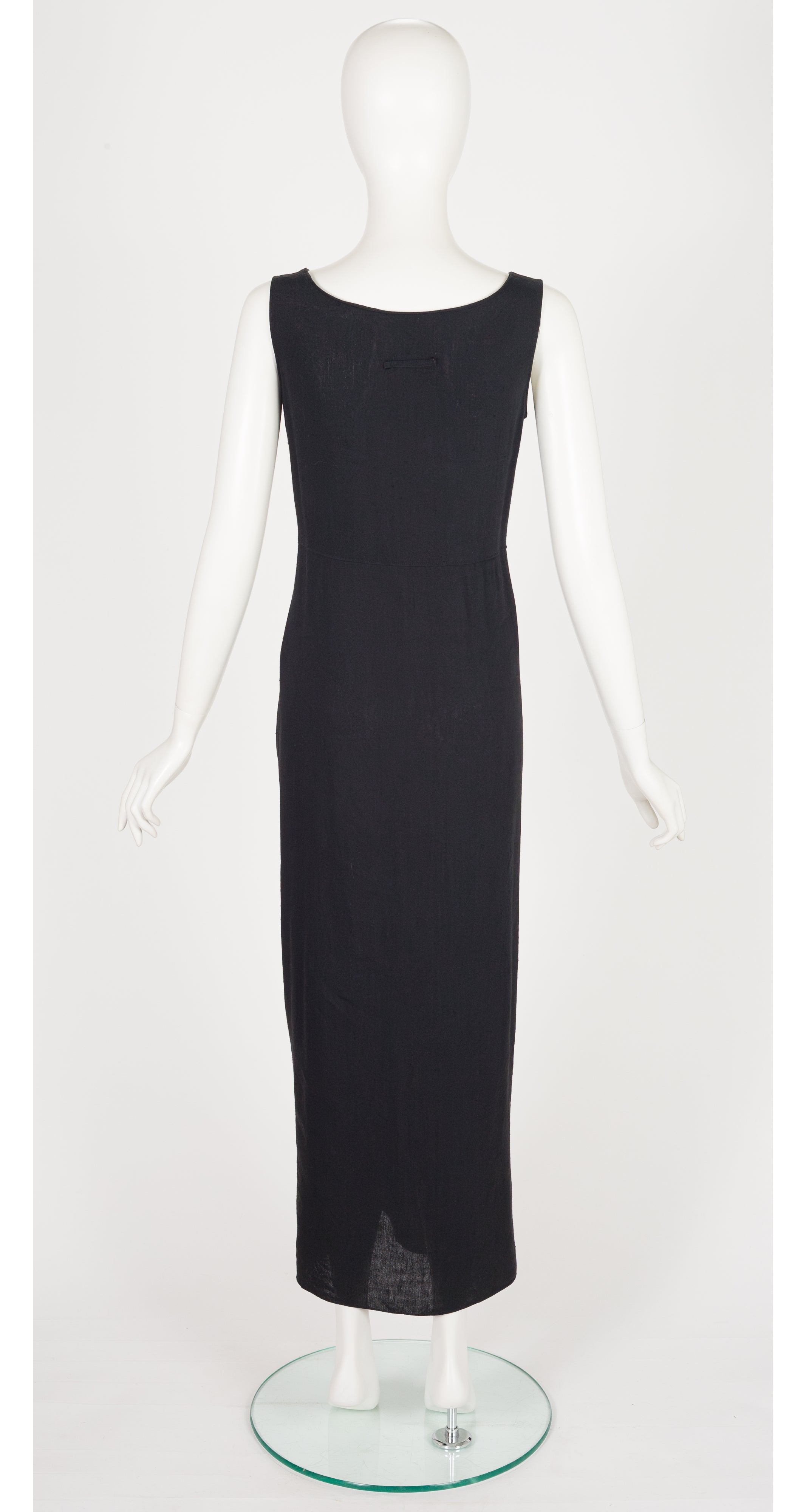 1994 S/S Black Linen Tie Wrap Dress