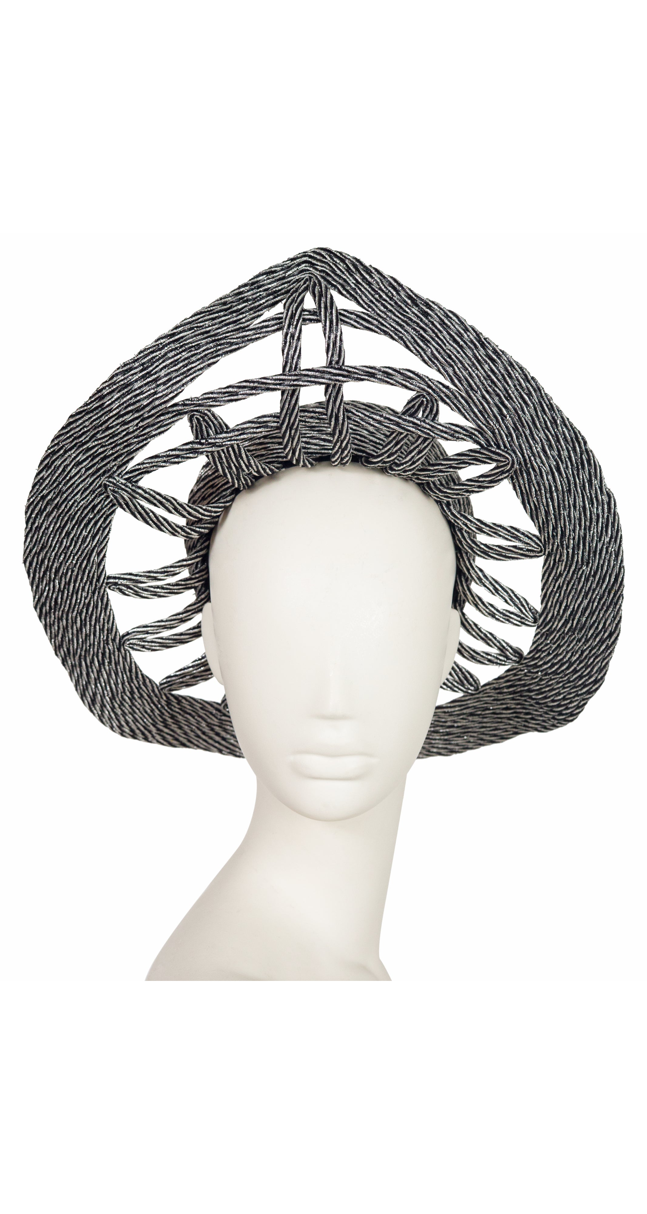 1980s Silver & Black Rope Cut-Out Architectural Hat