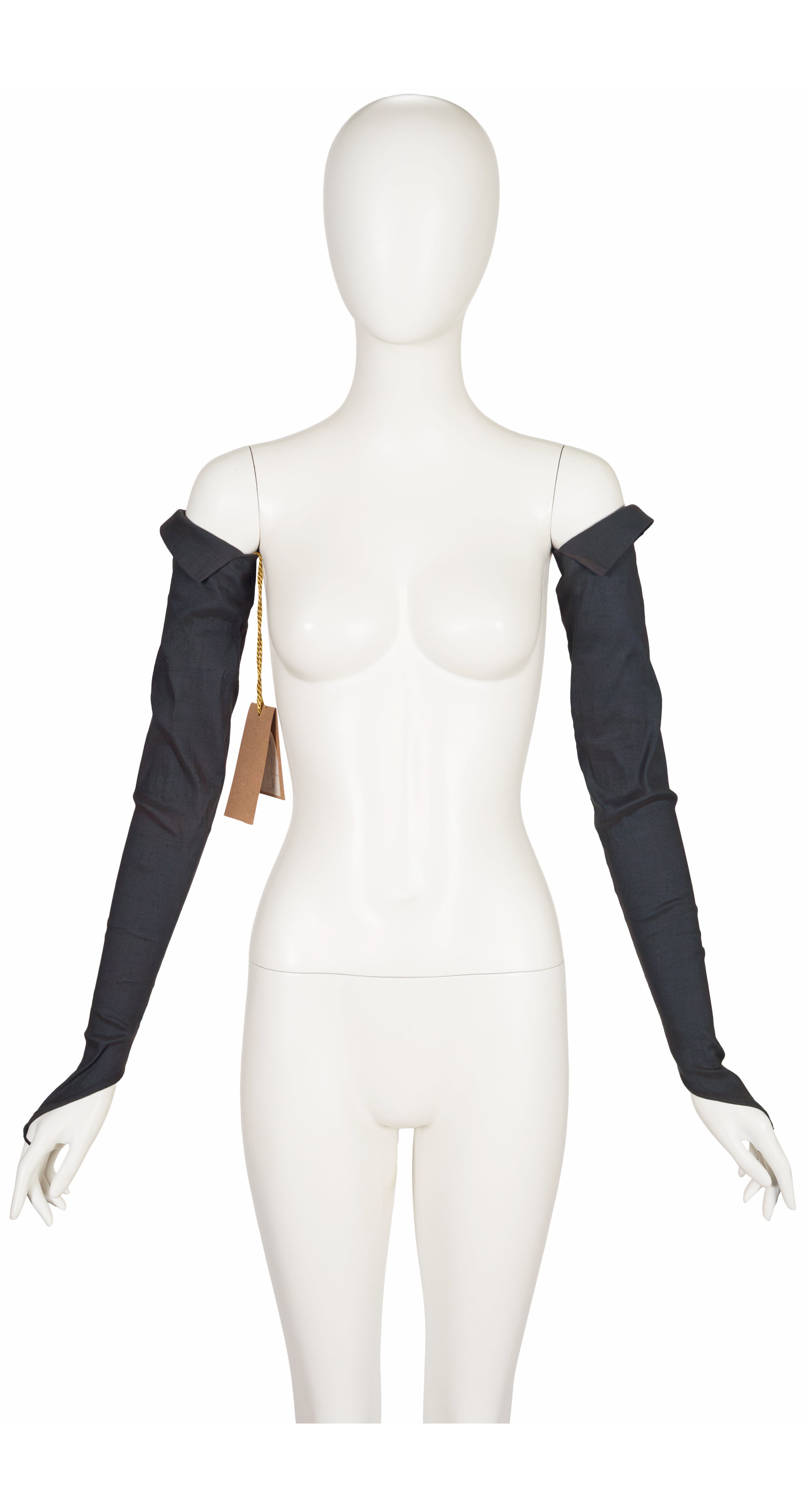 1996 S/S NWT Gray Linen Hook Finger Long Opera Gloves