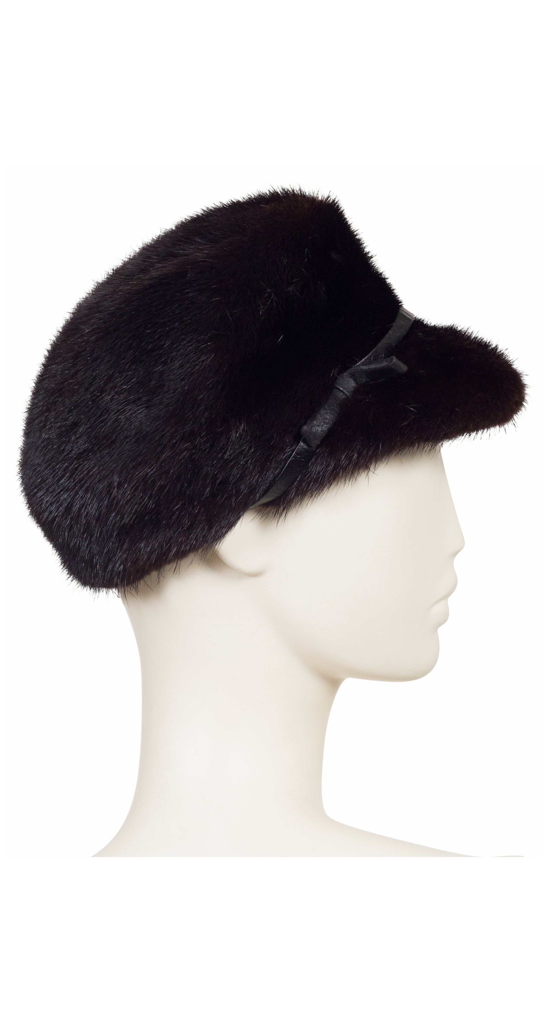 1960s Brown Mink Fur Newsboy Cap