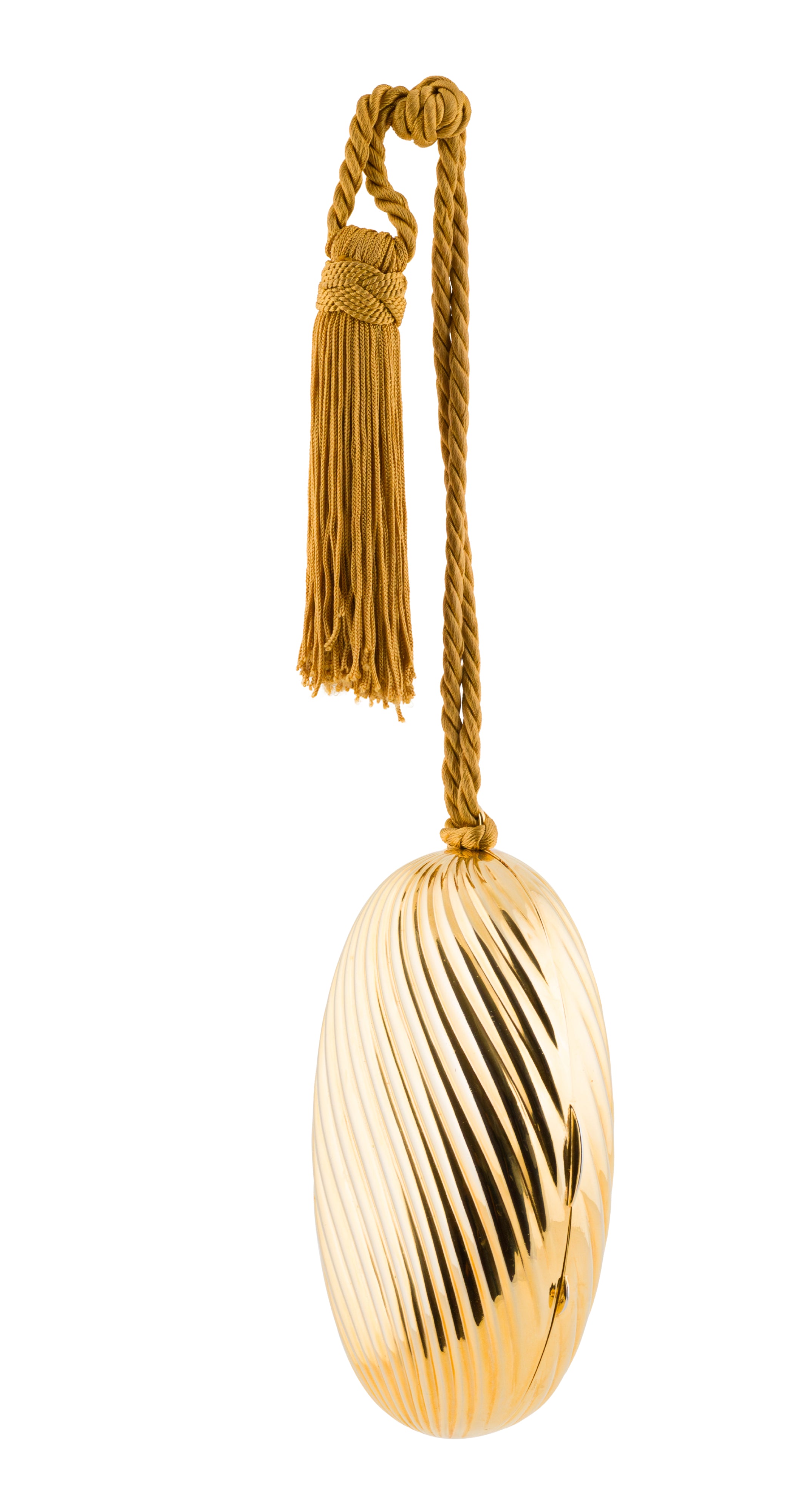 1980s Oval Gold-Tone Metal Tassel Minaudière Bag