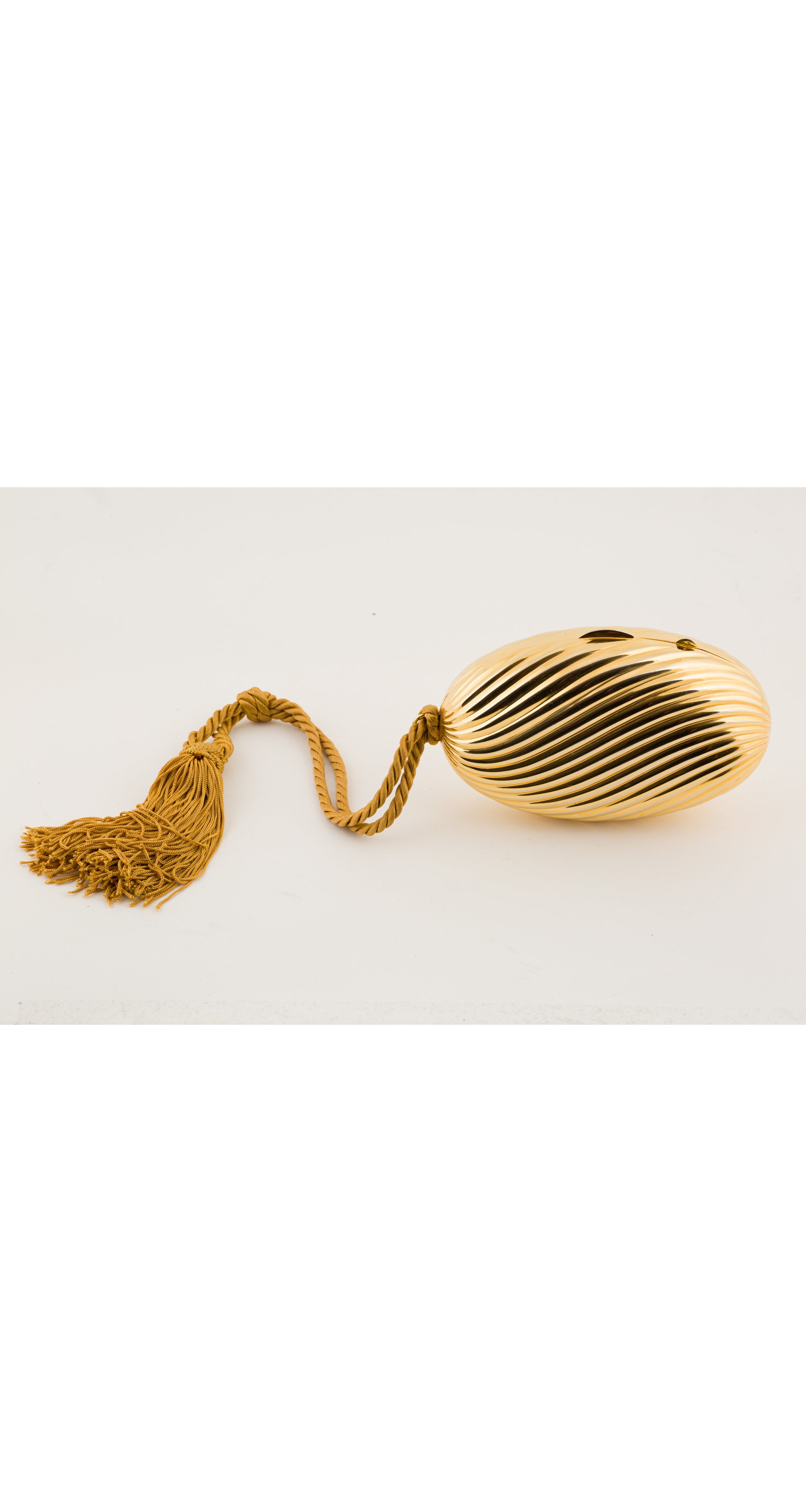 1980s Oval Gold-Tone Metal Tassel Minaudière Bag