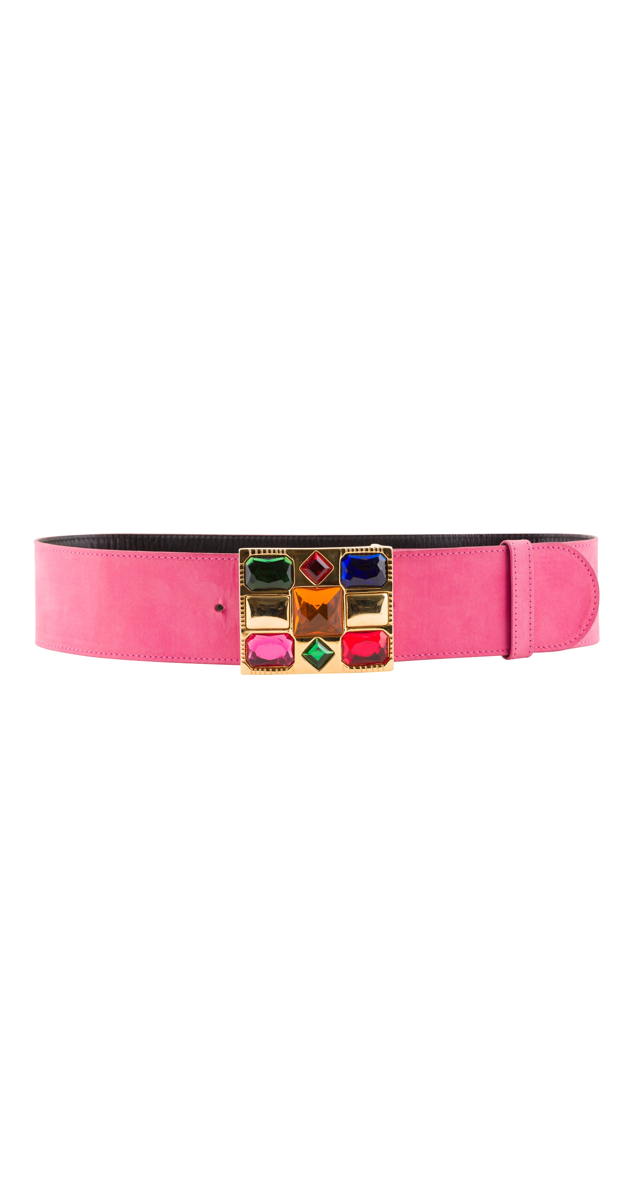 1991 S/S Jeweled Buckle Pink Suede Waist Belt
