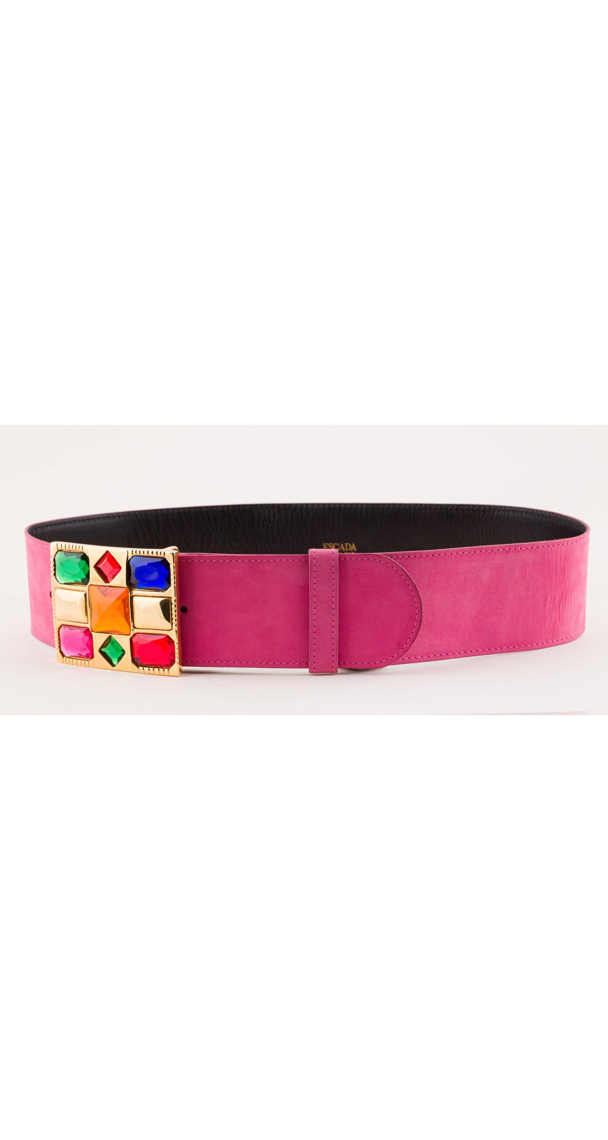 1991 S/S Jeweled Buckle Pink Suede Waist Belt