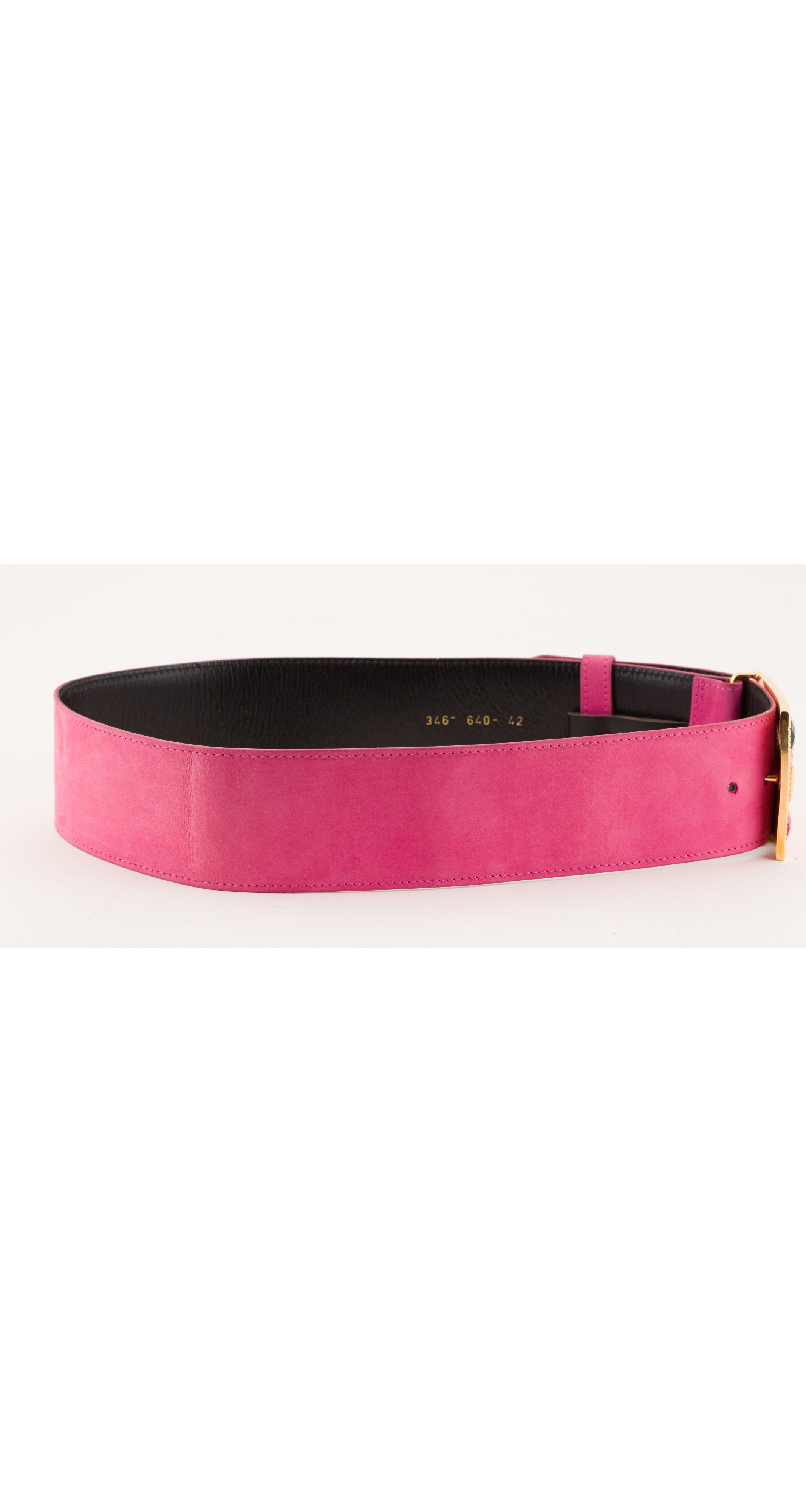 1991 S/S Jeweled Buckle Pink Suede Waist Belt