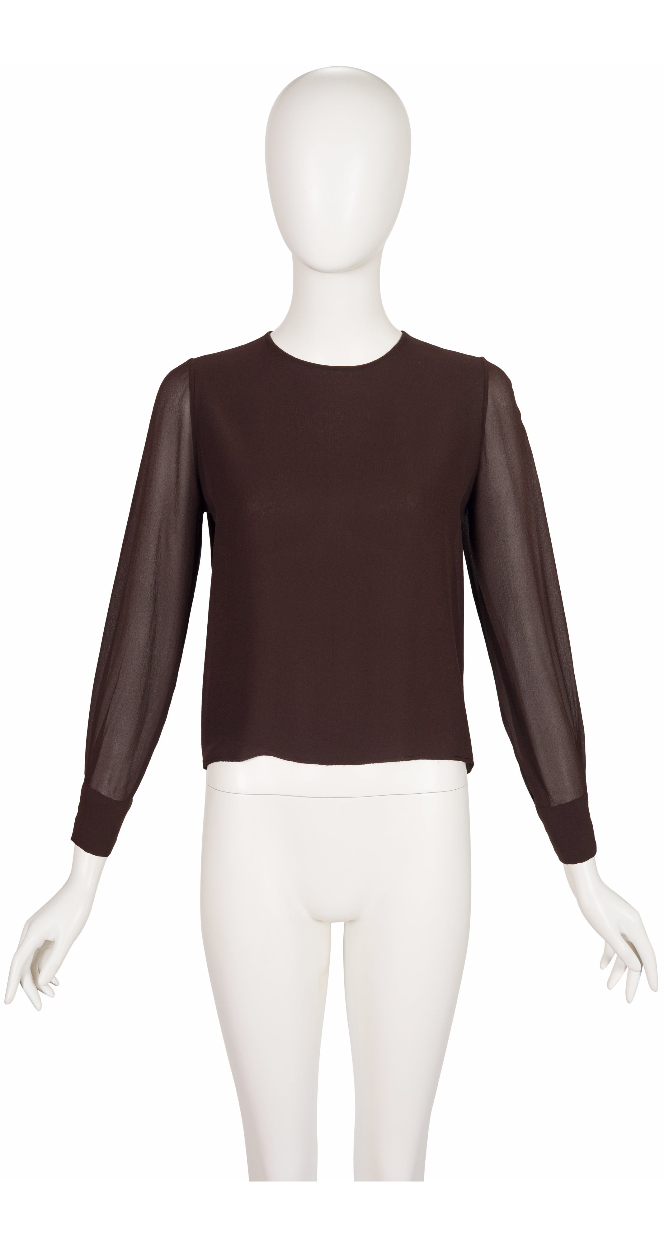 1988-89 F/W Brown Silk Chiffon Long Sleeve Blouse