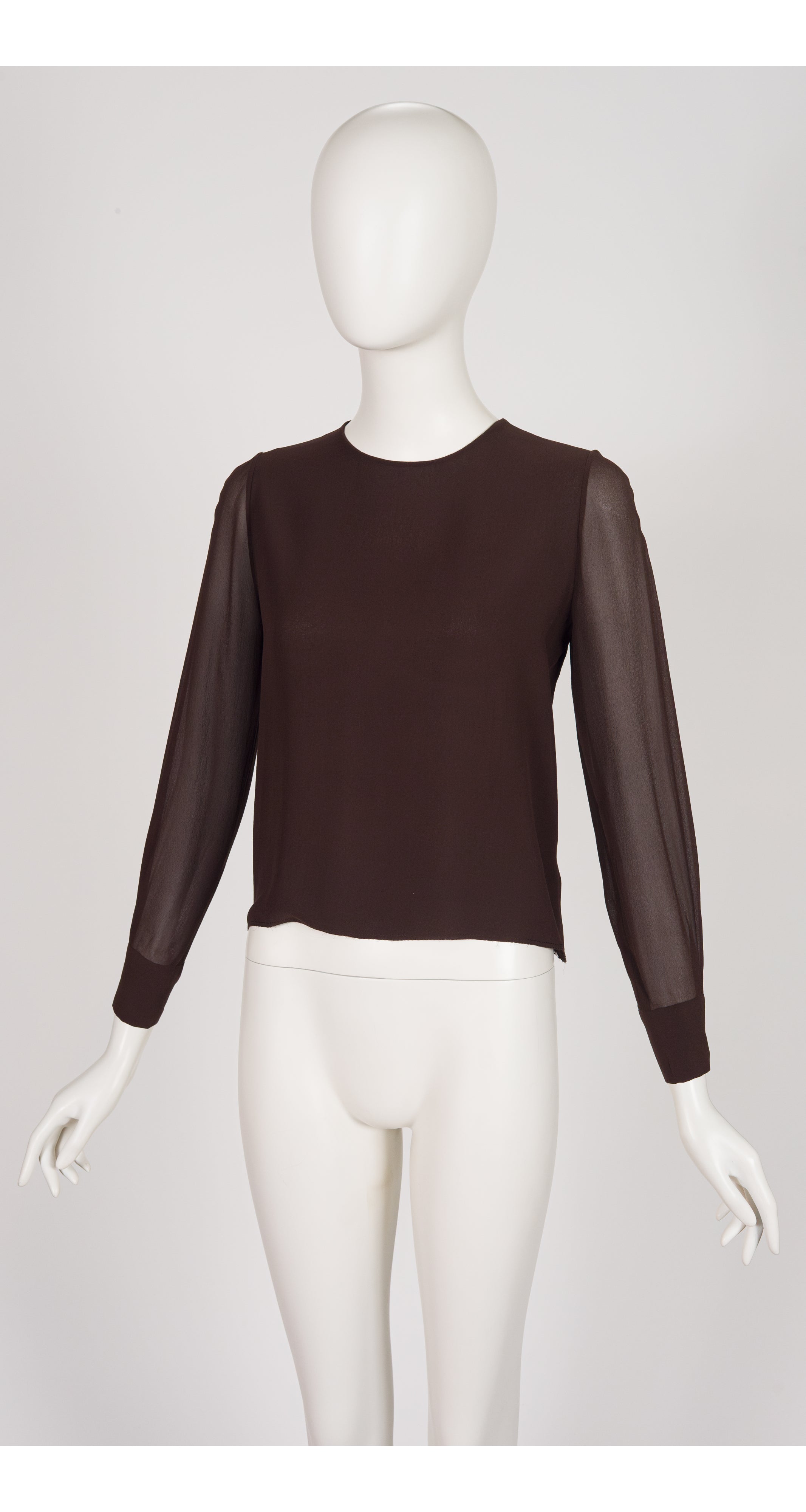 1988-89 F/W Brown Silk Chiffon Long Sleeve Blouse