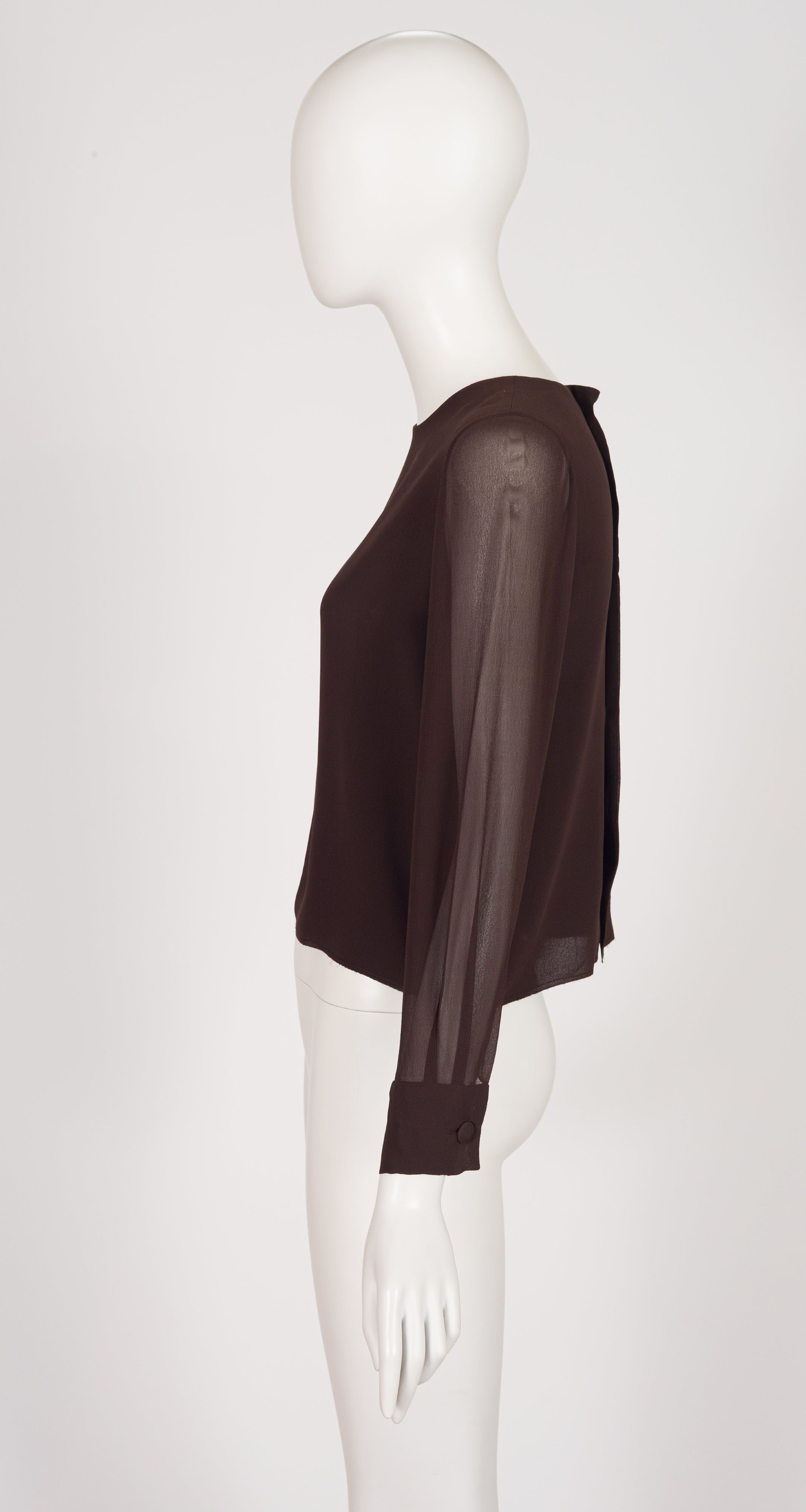 1988-89 F/W Brown Silk Chiffon Long Sleeve Blouse