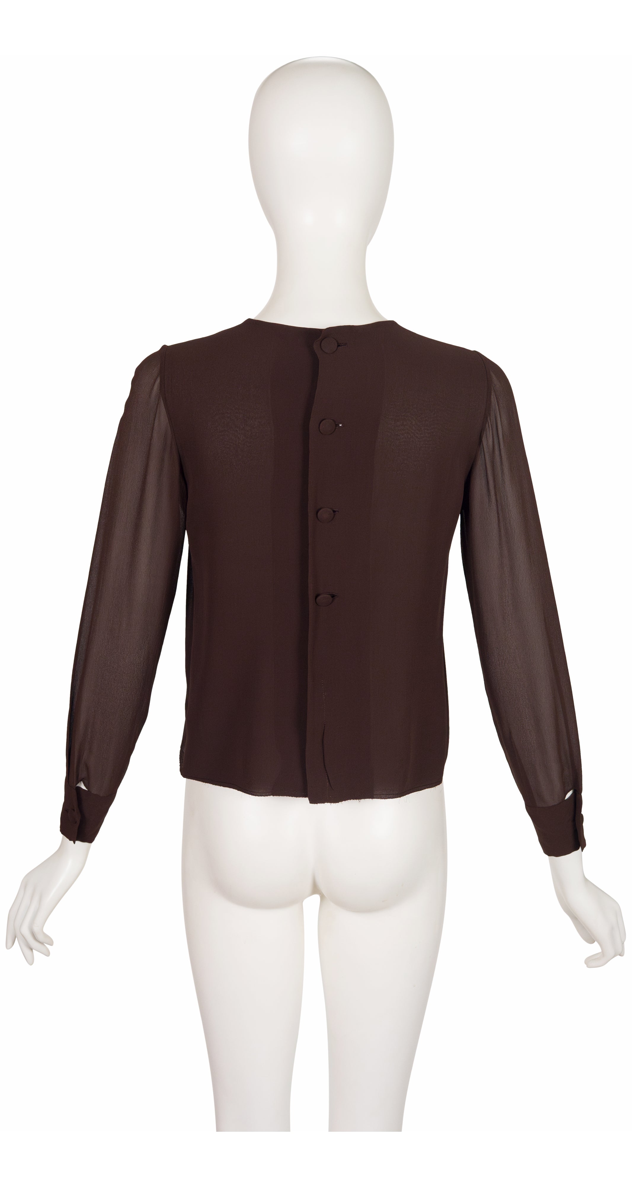 1988-89 F/W Brown Silk Chiffon Long Sleeve Blouse