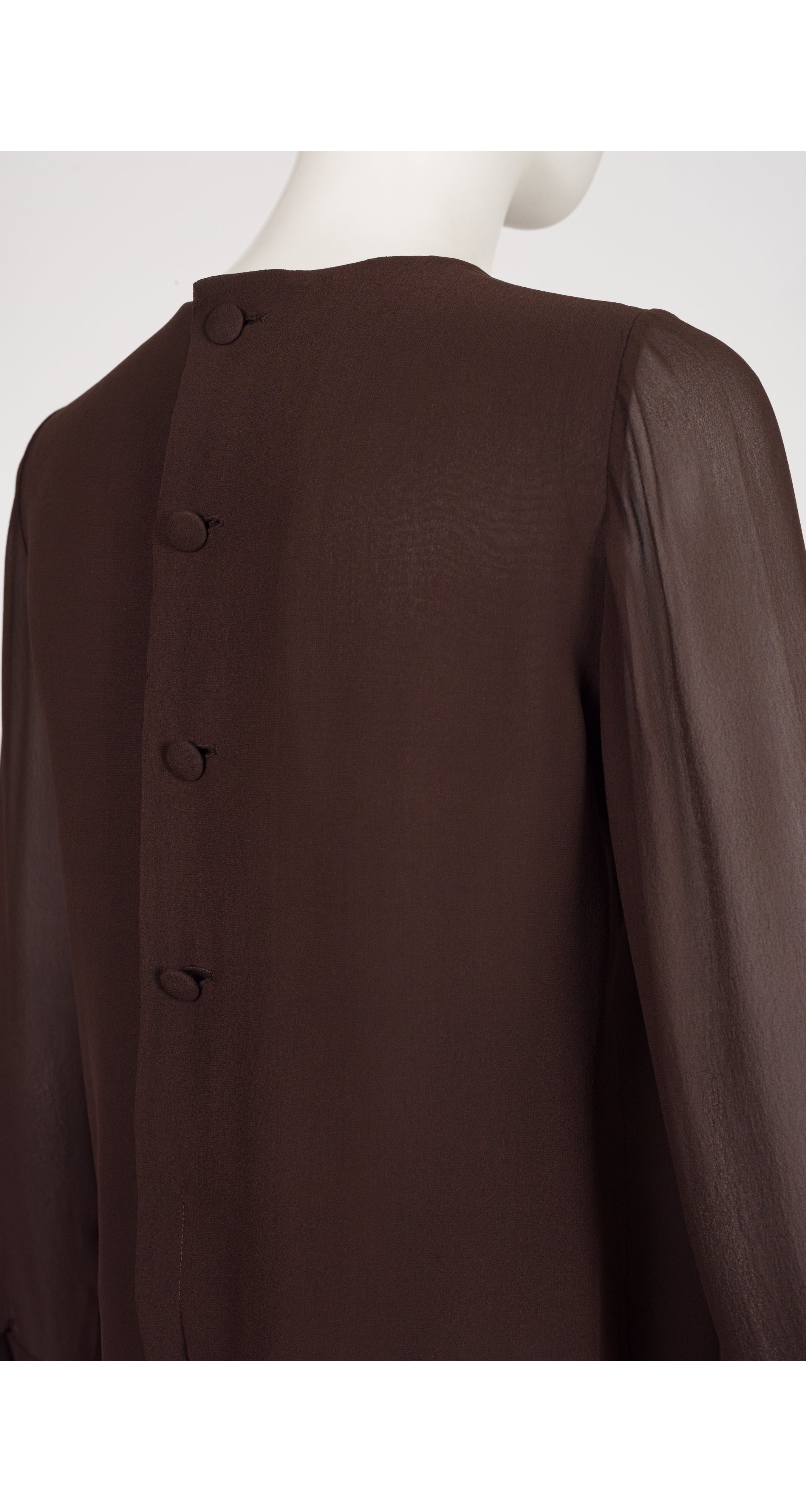 1988-89 F/W Brown Silk Chiffon Long Sleeve Blouse