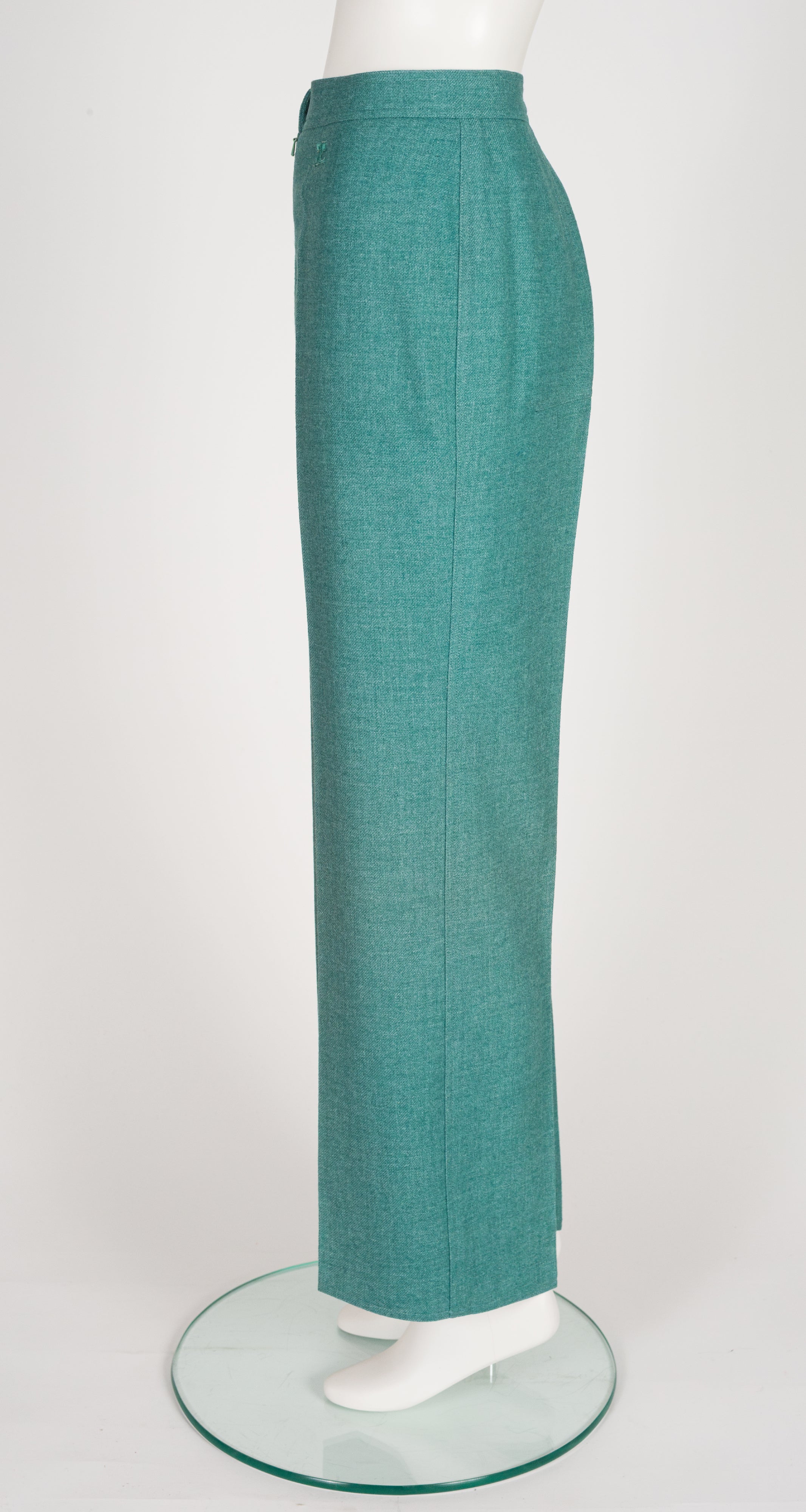 1970s Logo Green Wool Straight-Leg Trousers